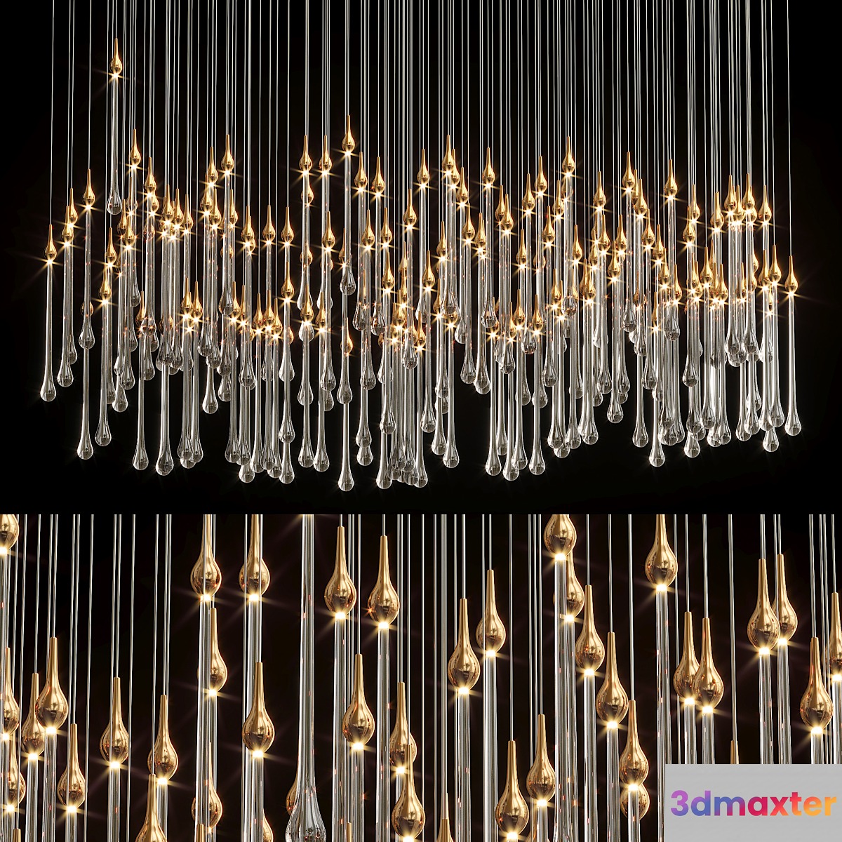Glockiny Tear Drop Chandelier 3D Max