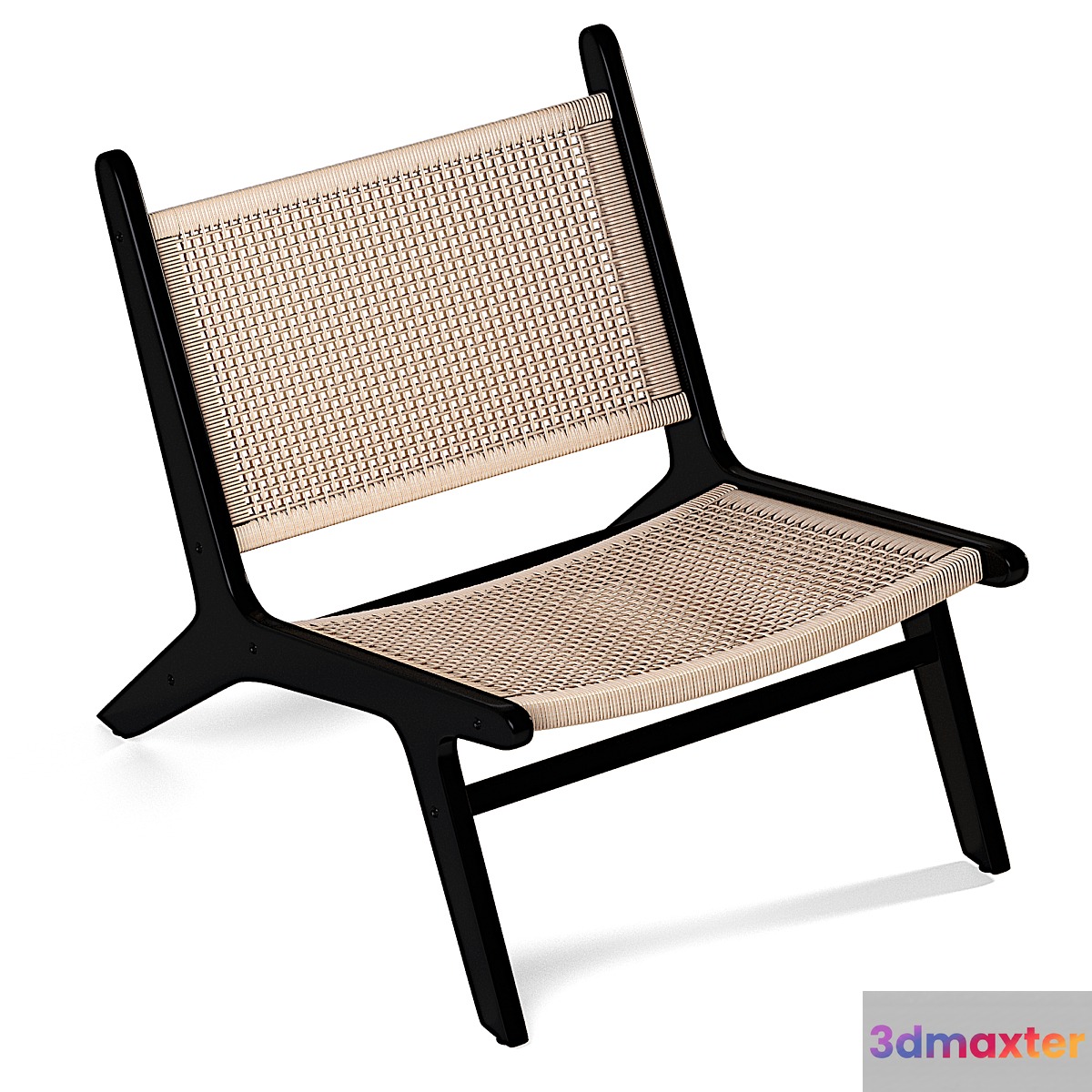 Modica Accent Armchair Rattan & Matte Black 3D Max