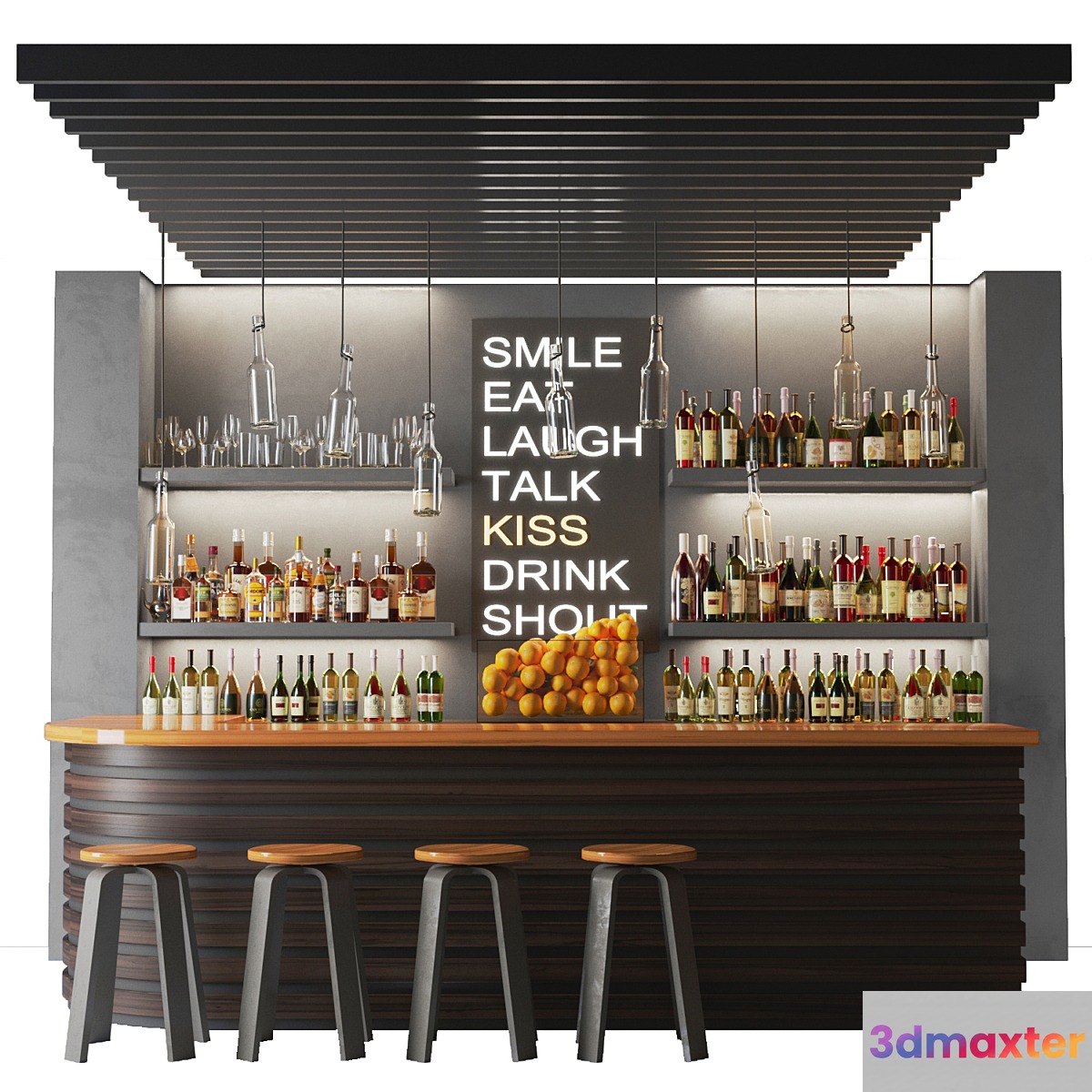 Bar counter in a restaurant with collection alcohol. Bar - No.2