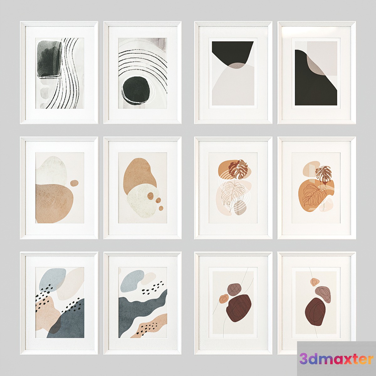 Pair of abstract posters set 3D Max