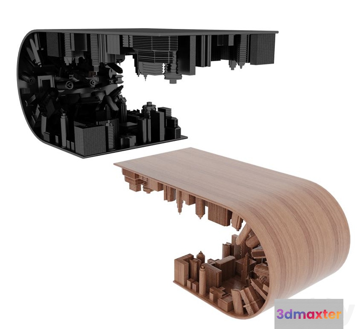 Wave city table 3D Max