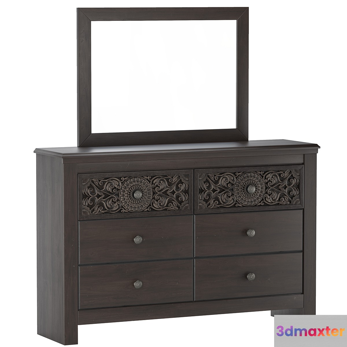 Paxberry 6 Drawer Dresser and Mirror 3D Max