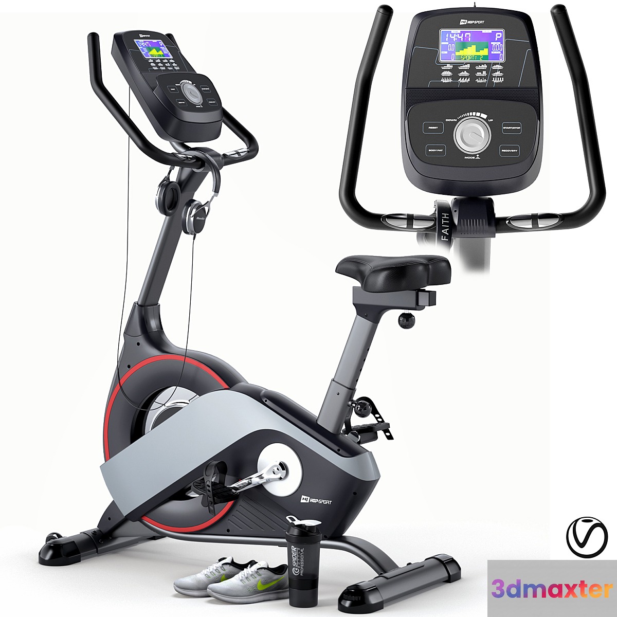 Exercise bike Hop-Sport Flex HS-200H. Training apparatus 3D Max