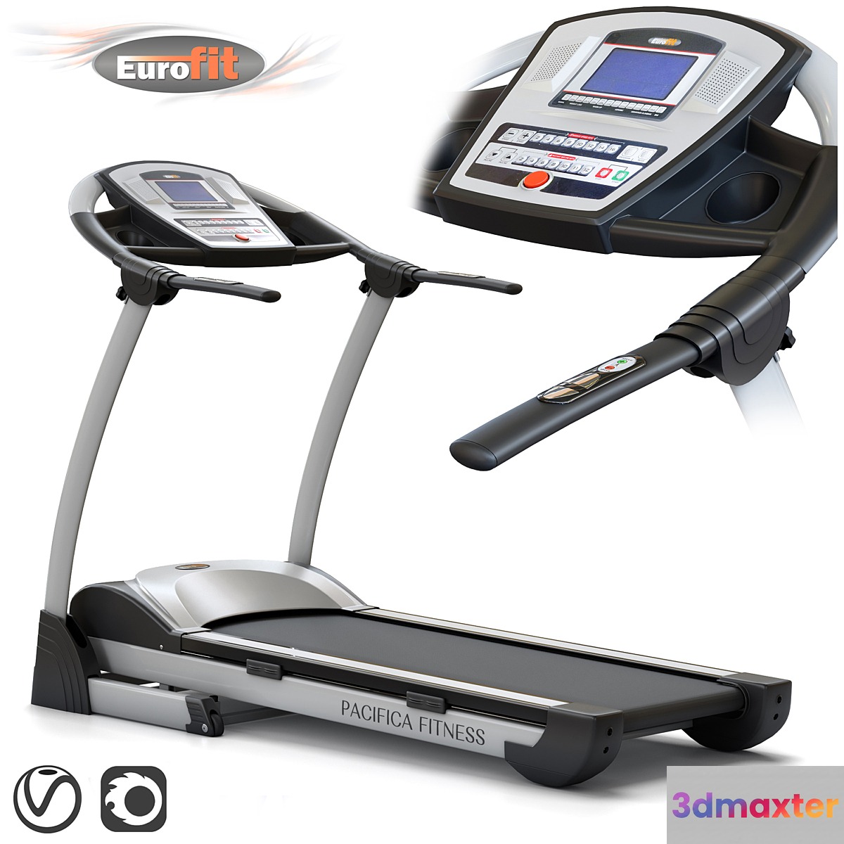 Treadmill EUROFIT Pacifica fitness. Training apparatus 3D Max