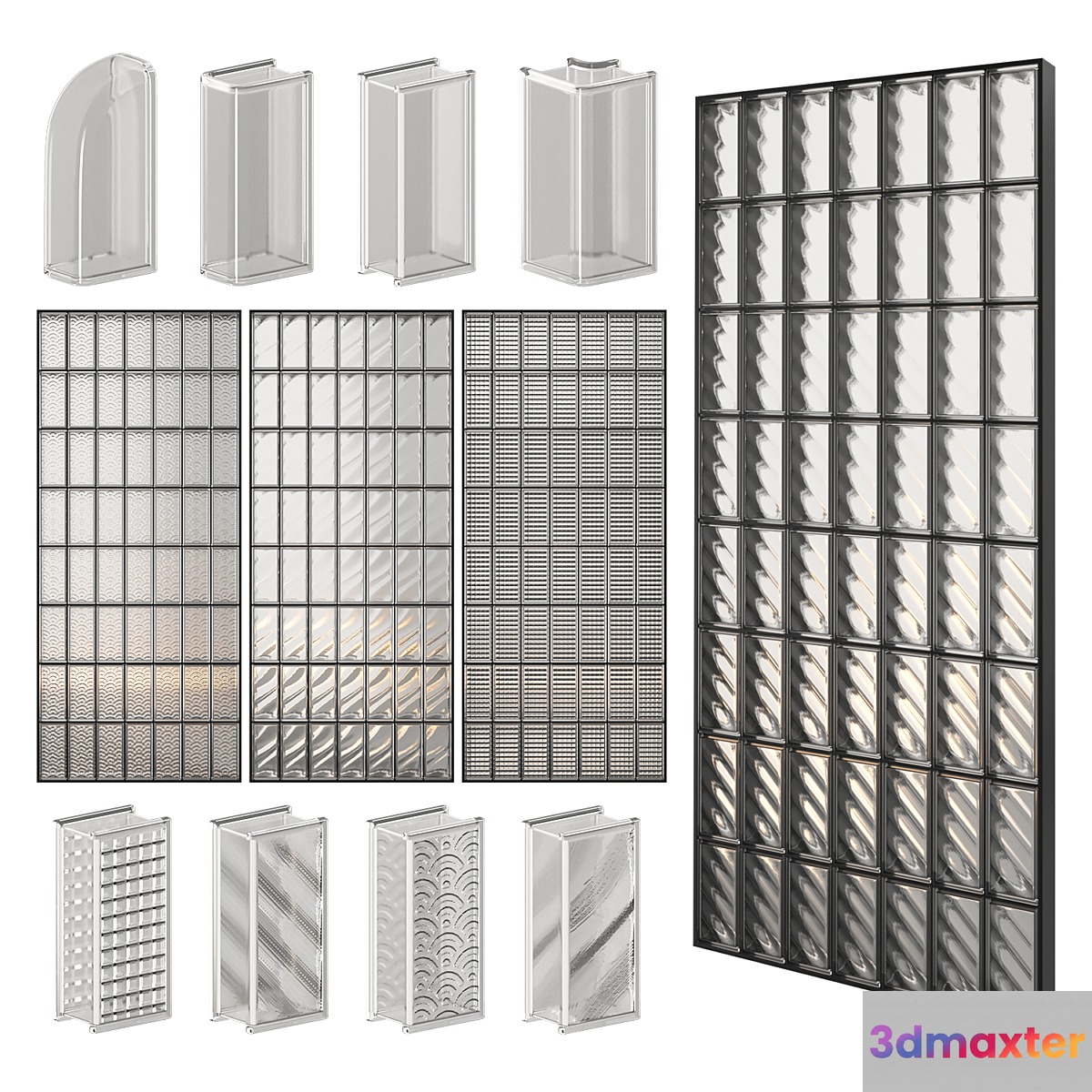 Glass Block Wall 03 3D Max