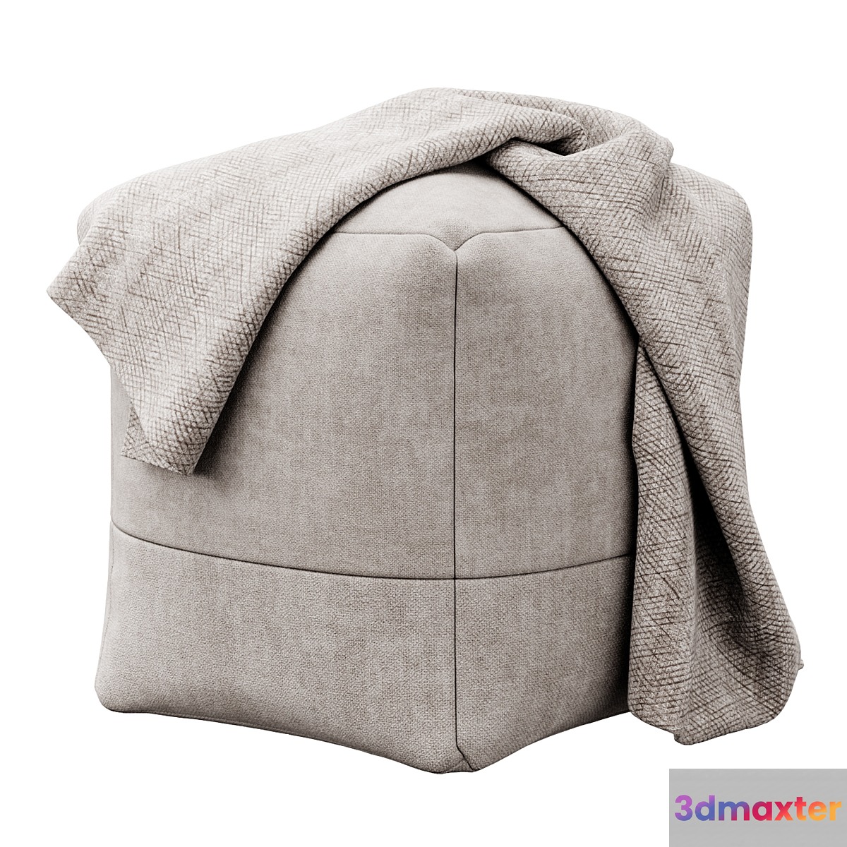 Cotton Canvas Square Pouf by Westelm 3D Max