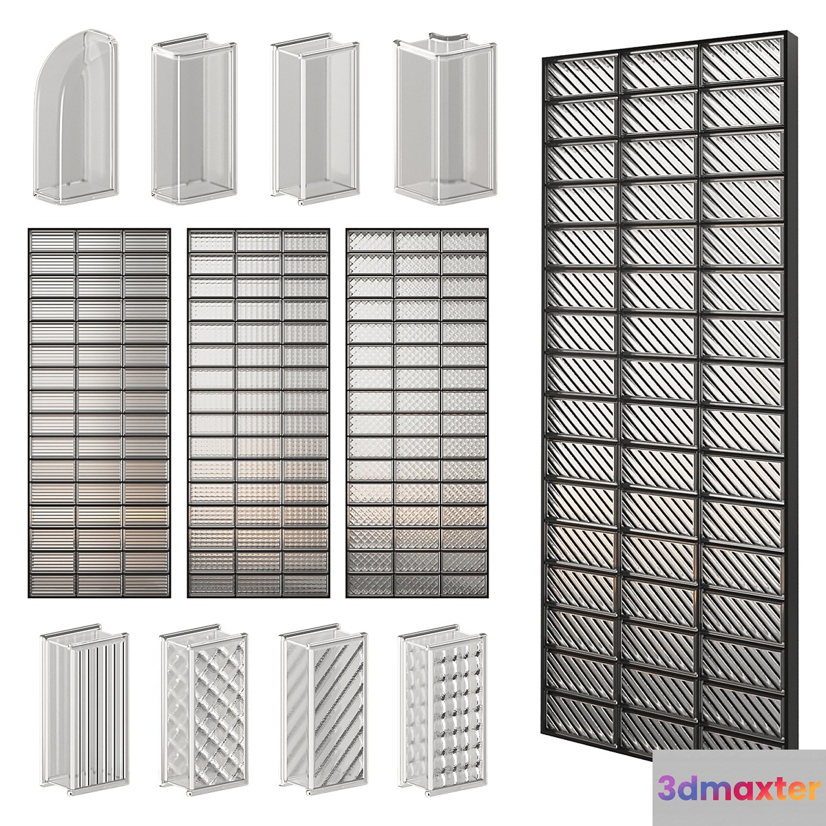 Glass Block Wall 04 3D Max