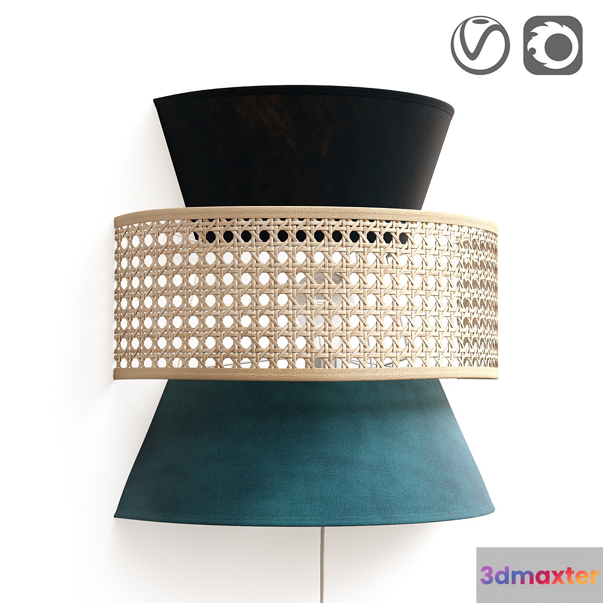 Wicker rattan wall lamp DOLKIE 3D Max