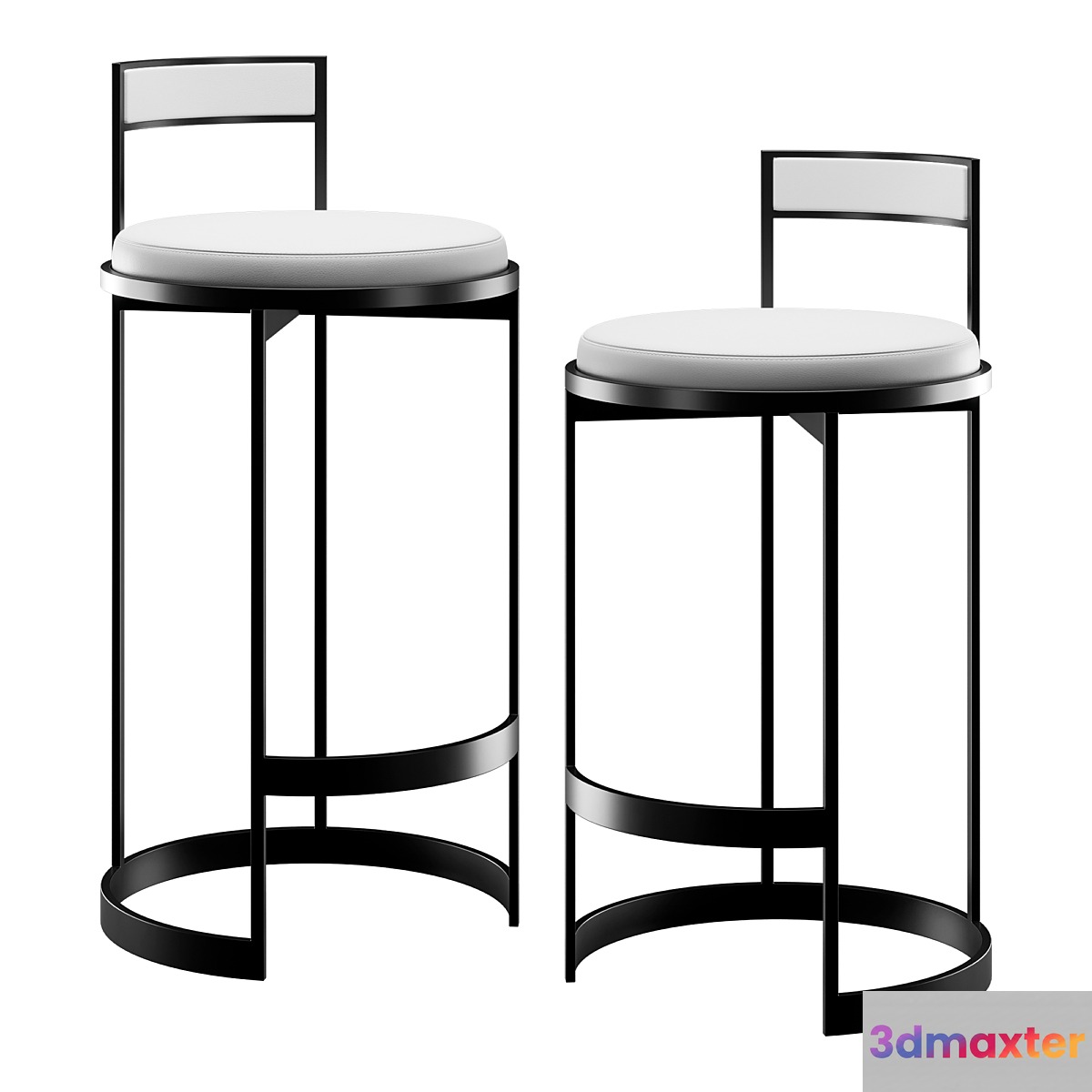 Nobi Swivel Bar Stool With White Leather Seat By Powell 3D Max