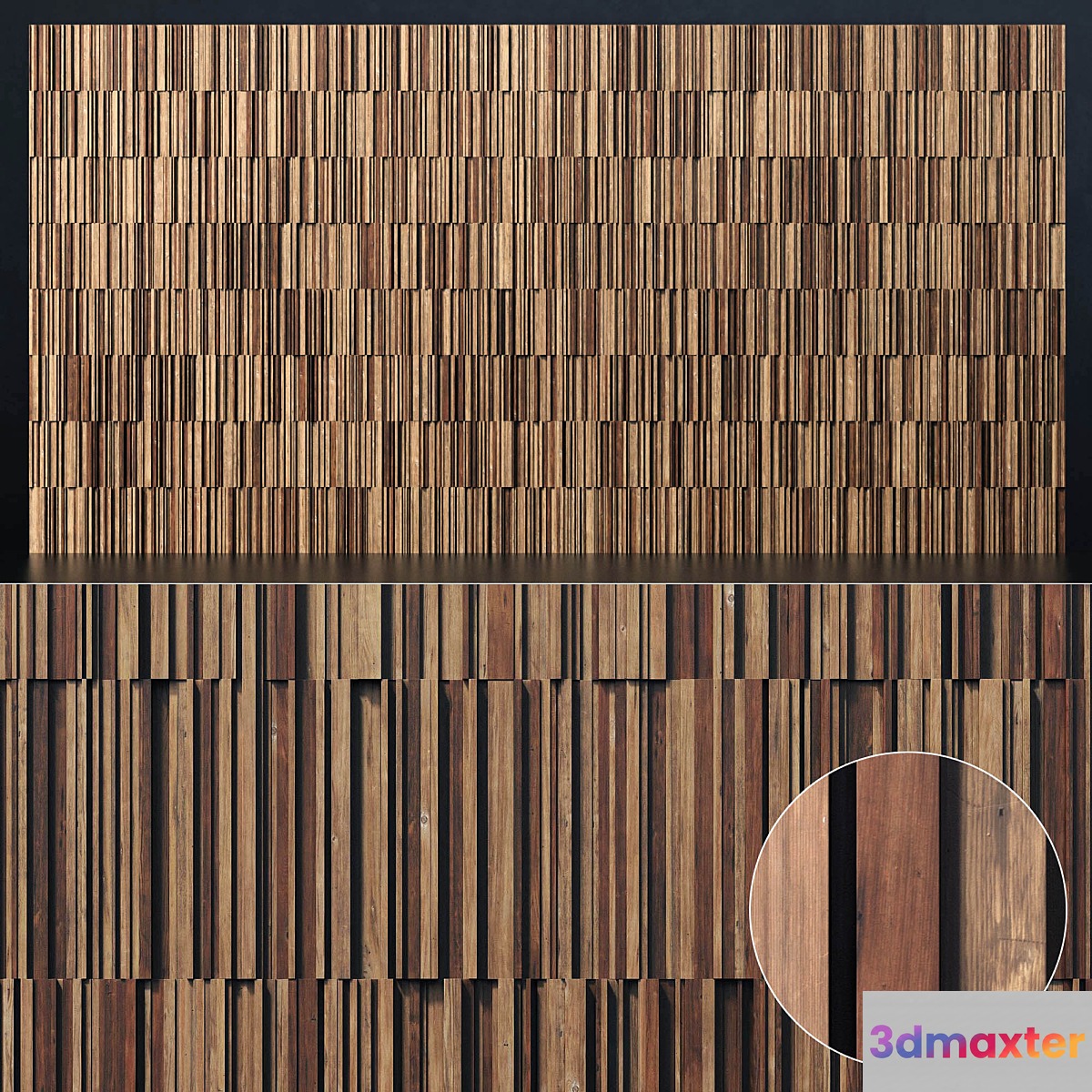 Panel rail line wood n1 _ Panel from long strips wood number 1
