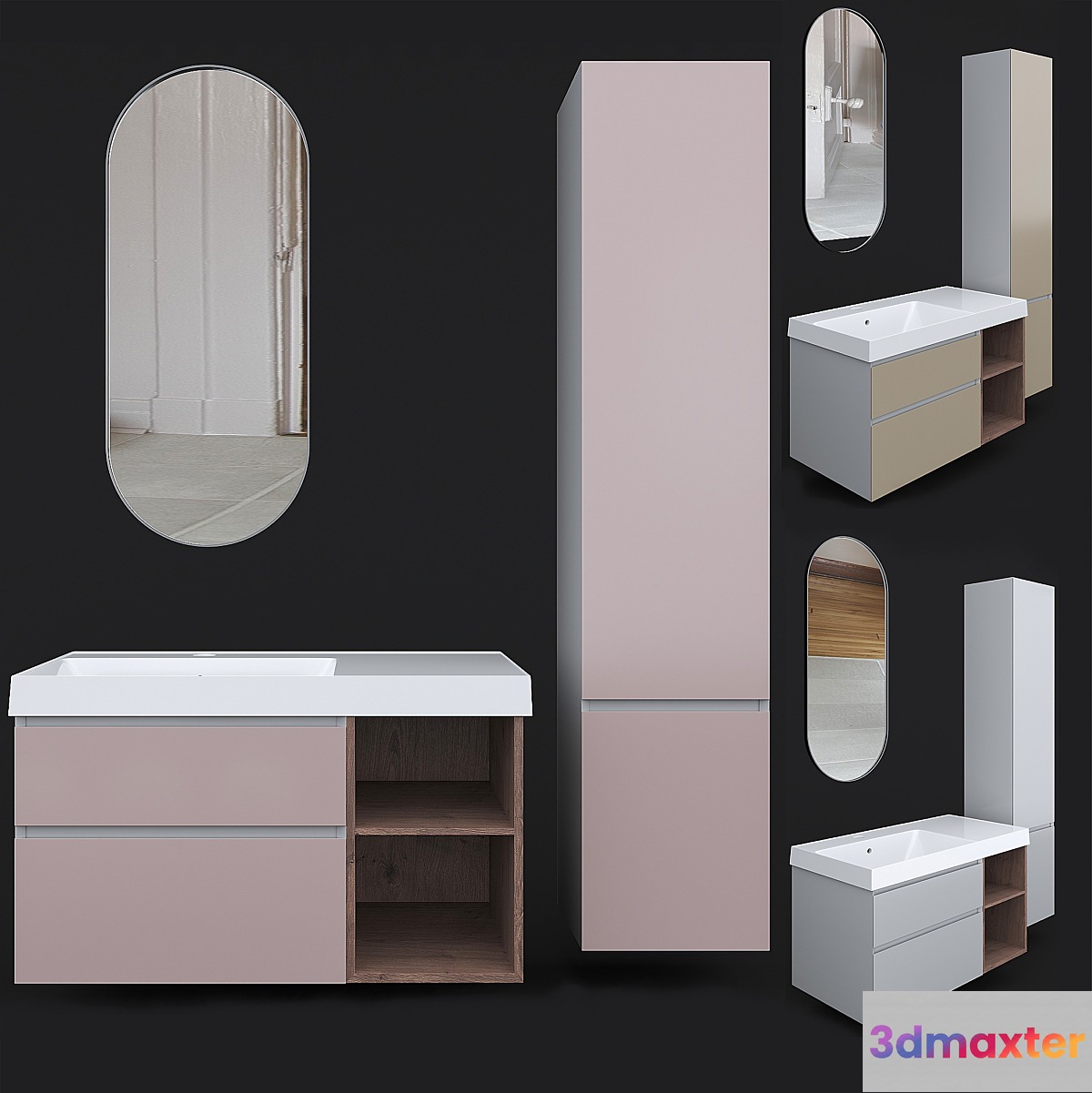 Cabinet with sink CUBO 90 Kerama Marazzi. 3D Max