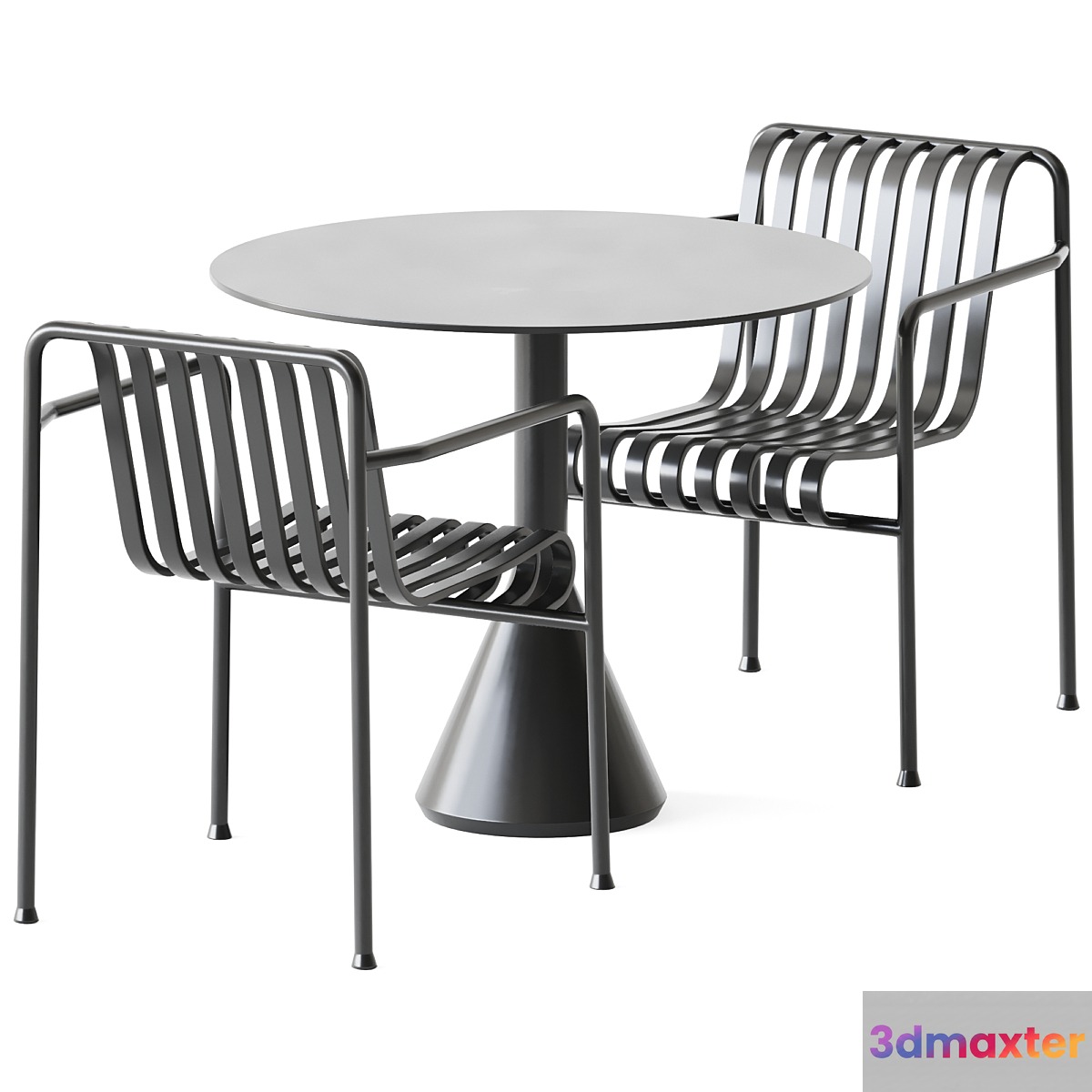 Palissade Cone Table D90 and Palissade Dining Armchair by Hay
