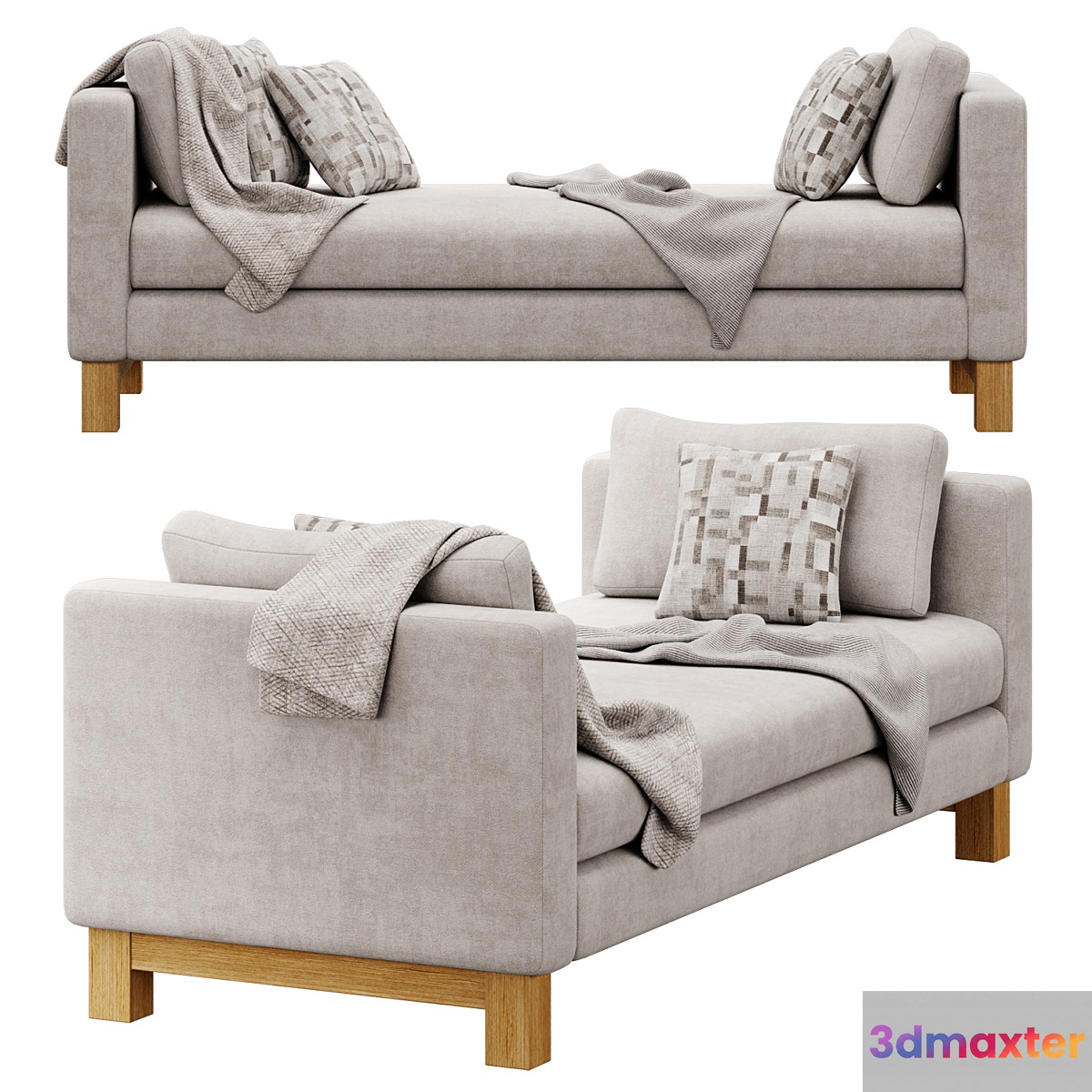 Pacific Daybed with Wood Legs by Crate & barrel 3D Max