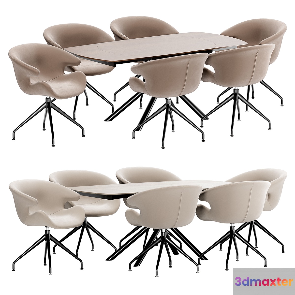 Wing dining chair and table MK-7501-WD 3D Max