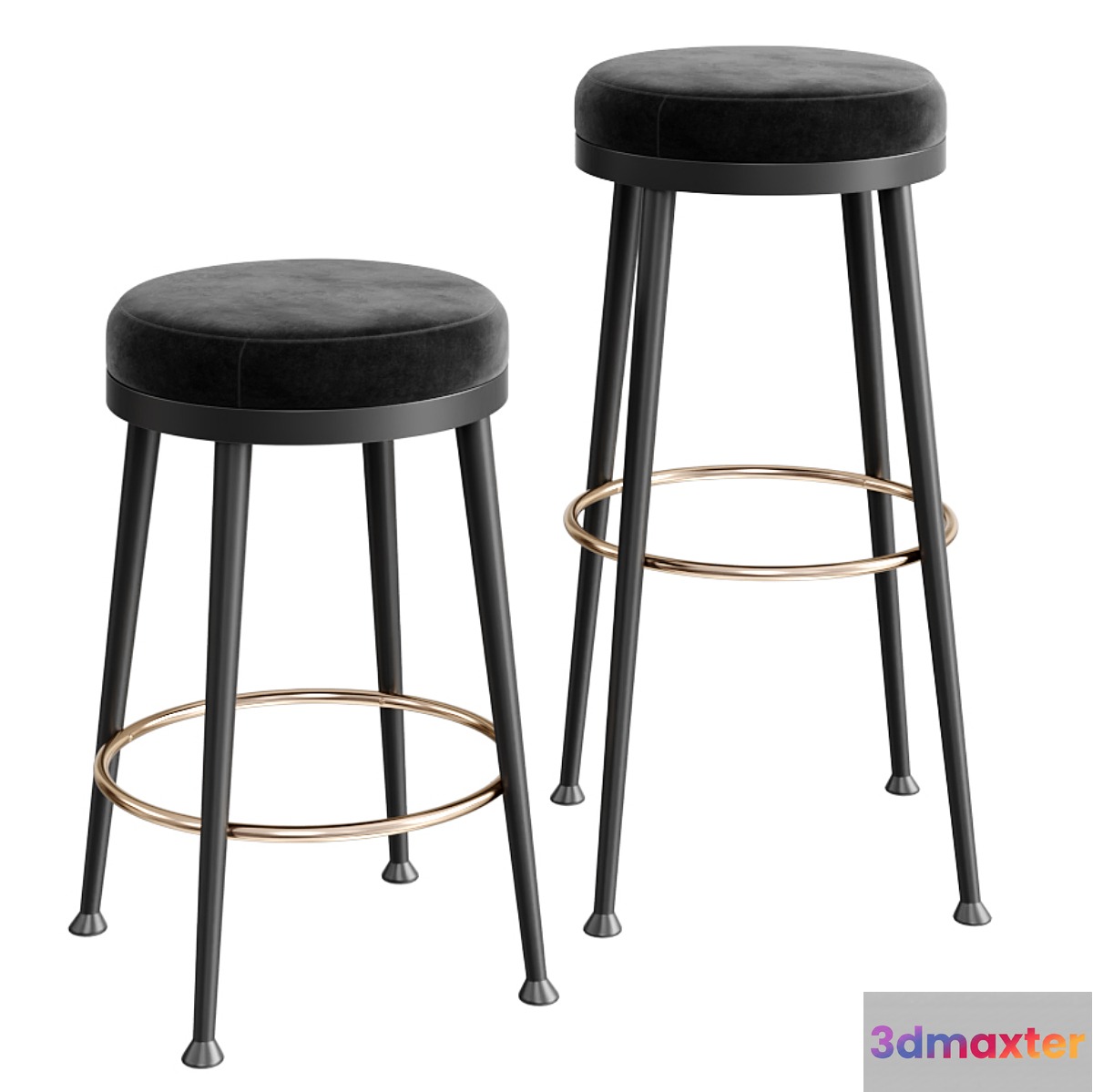 ATLAS BLACK VELVET BAR STOOLS 3D Max