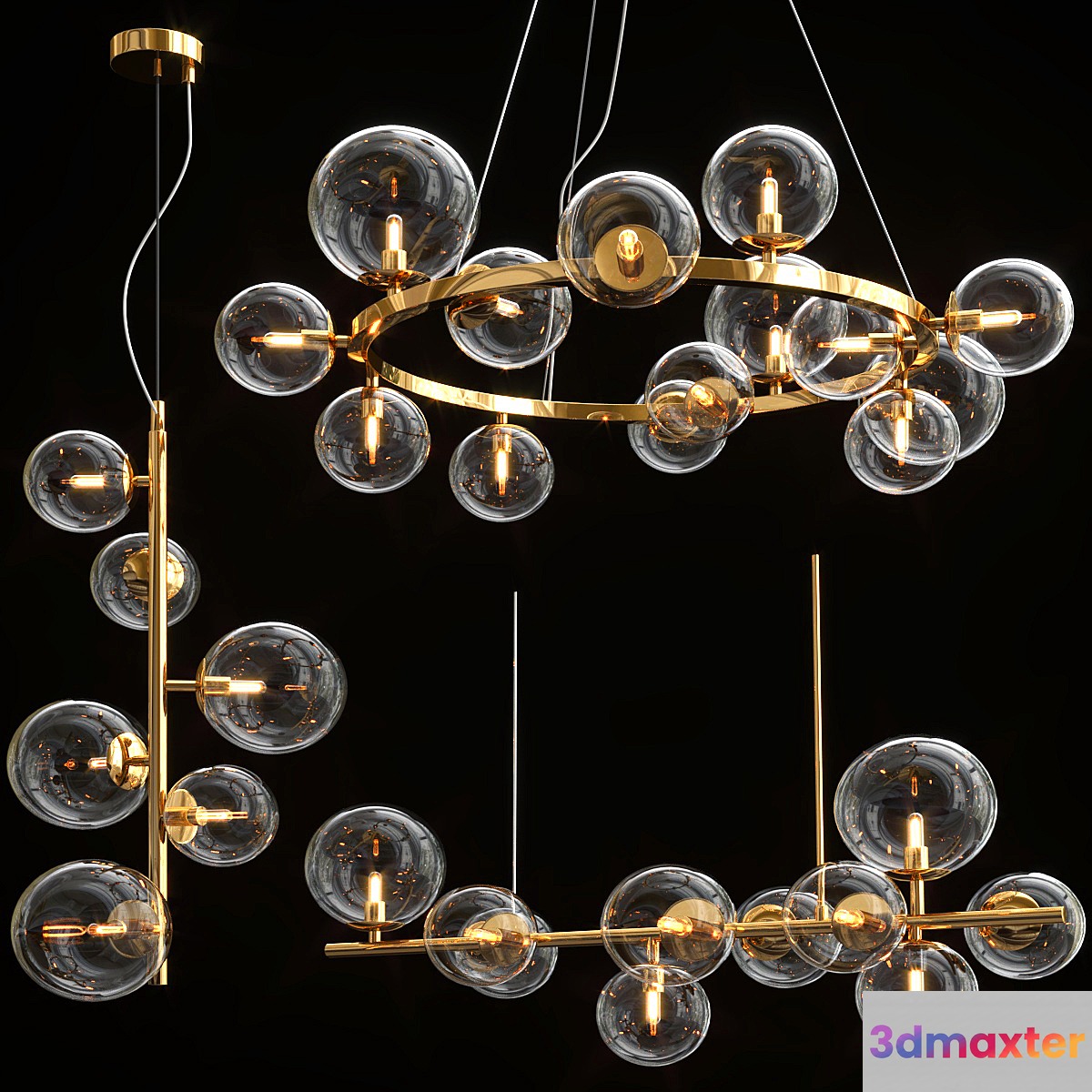 Odeon Black & Gold Light Collection 3D Max