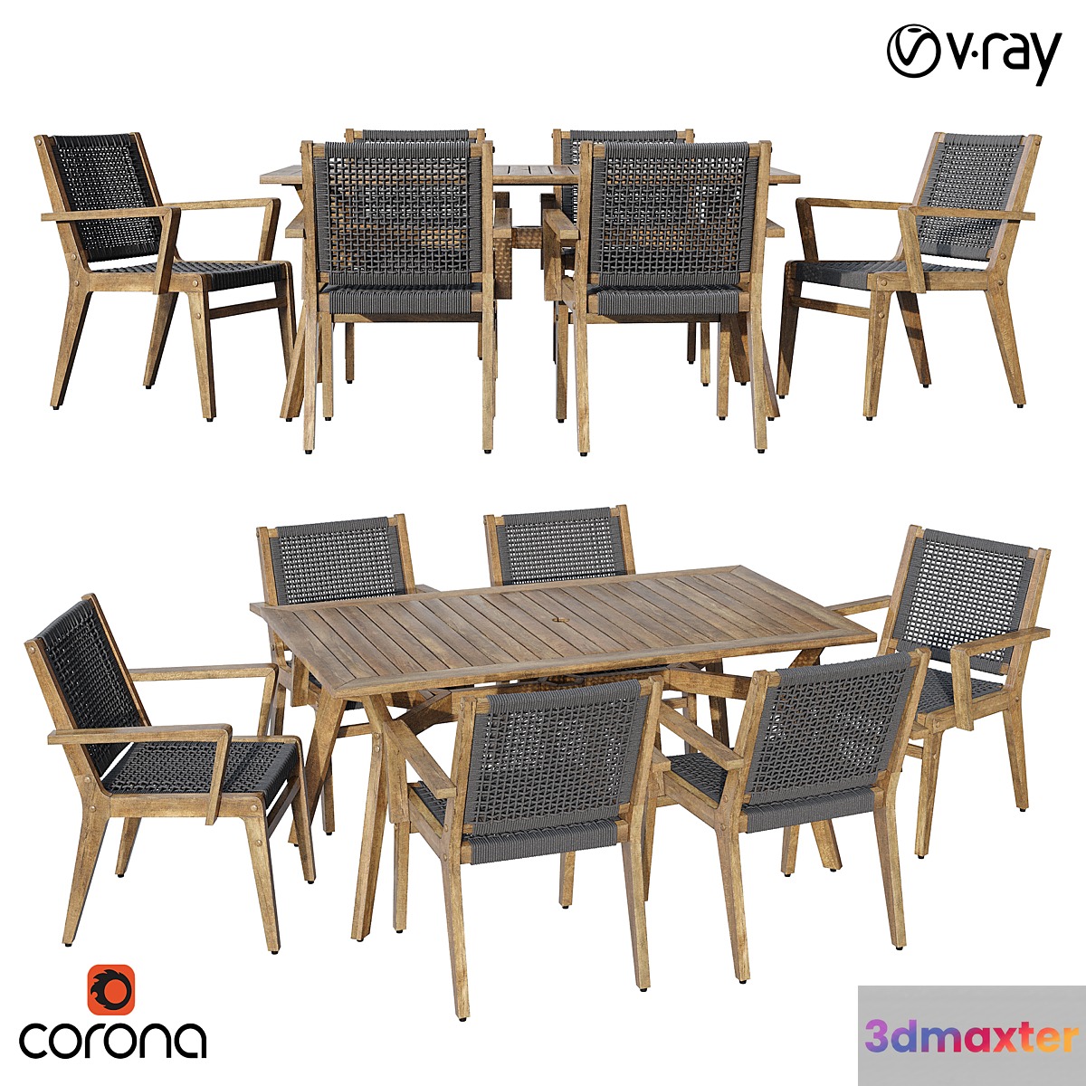 Quinn rectangular dinning set 3D Max