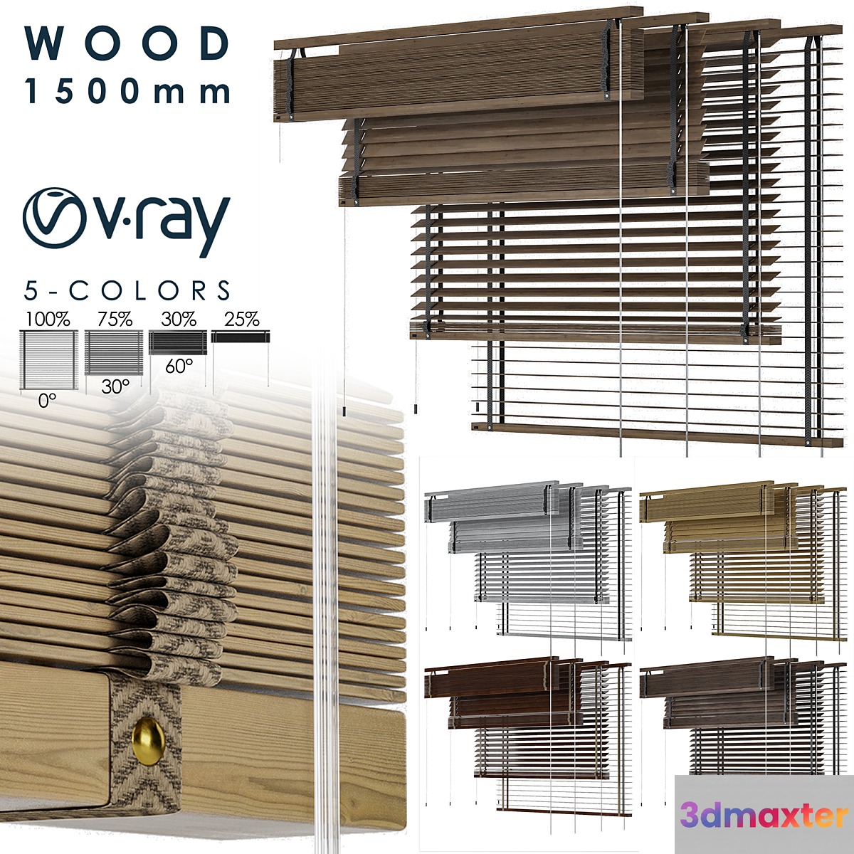 Wood Blind 1500mm-Vray 3D Max