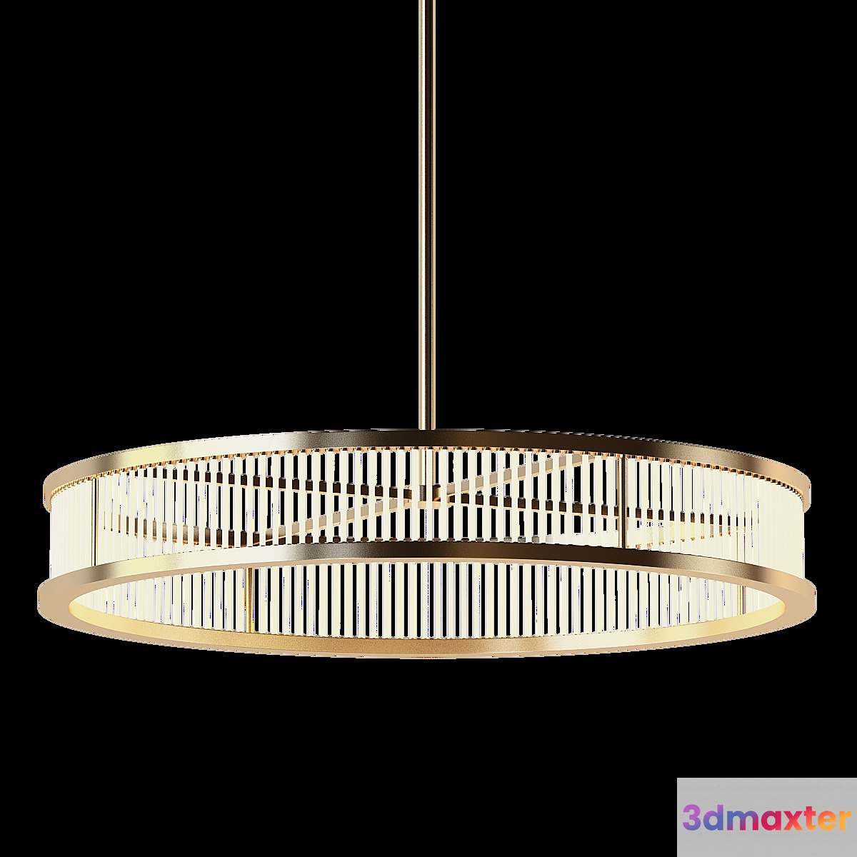 Minimalistic Antique Brass Finish Chandelier 3D Max