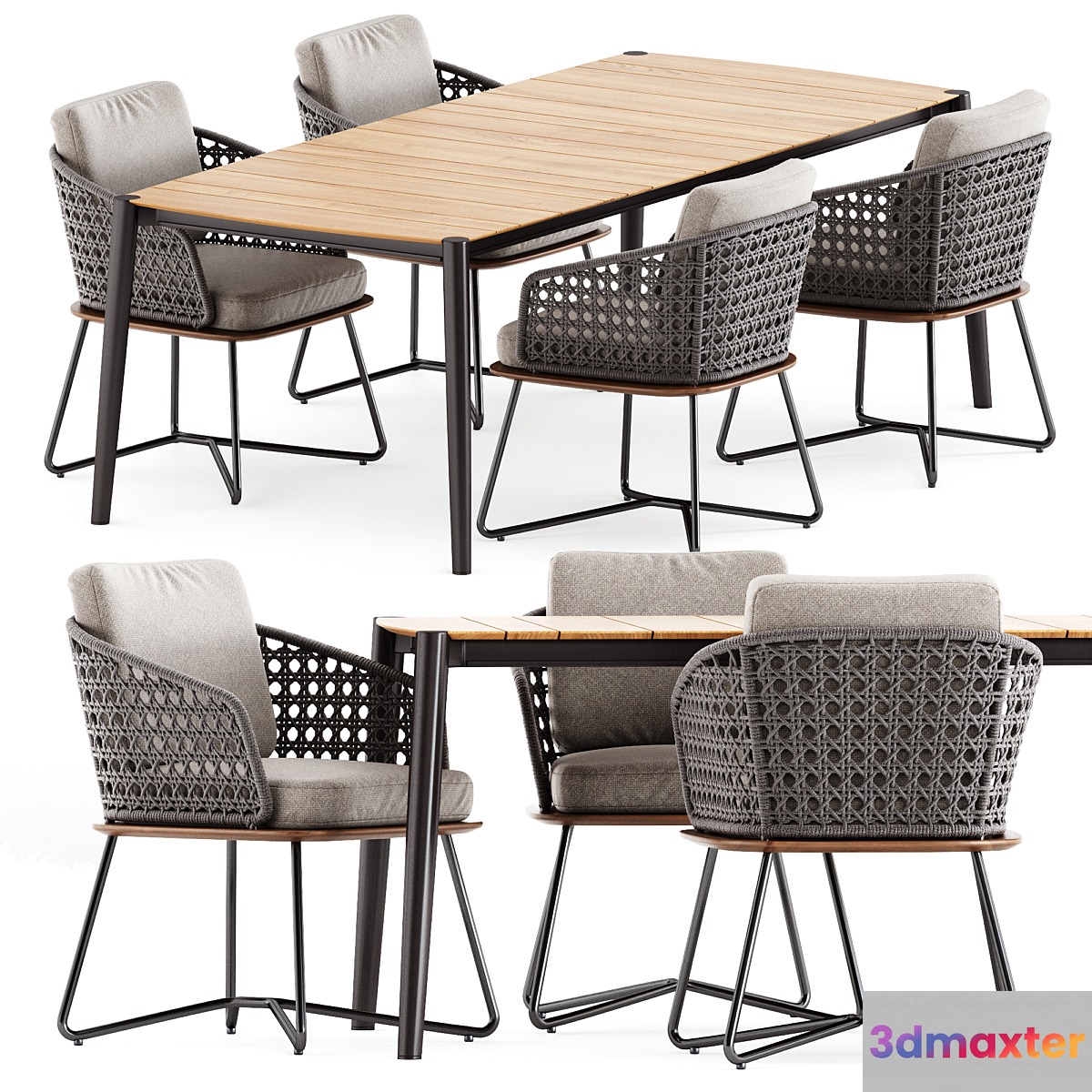Rivera Little Armchair by Minotti and ICON DINING TABLE 89 by akulaliving