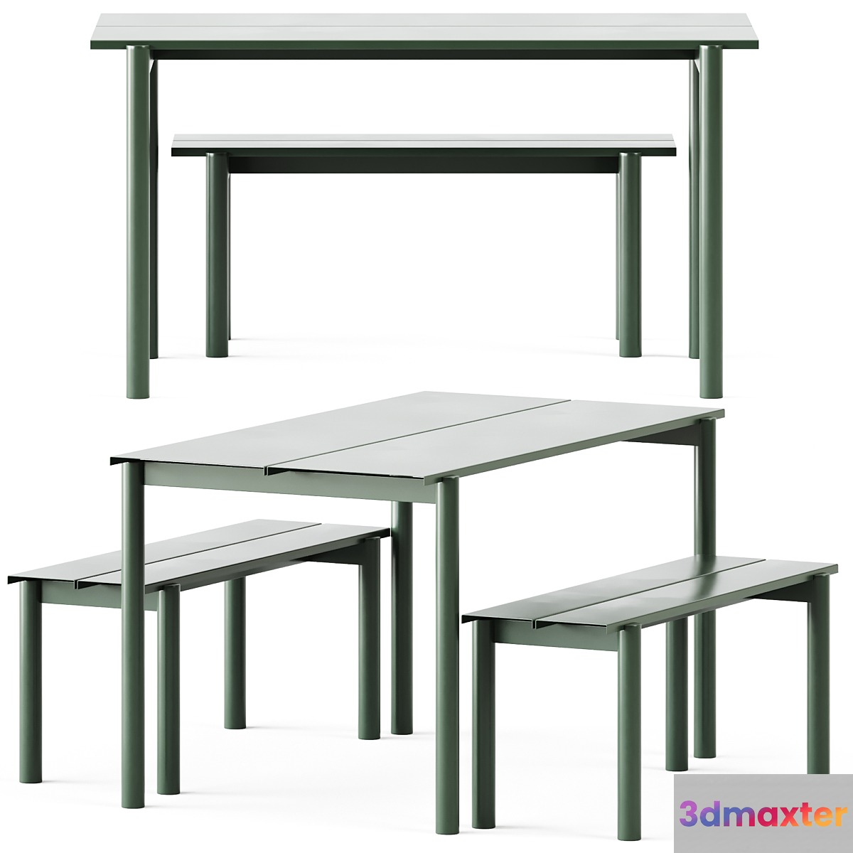 Linear Steel Garden Set L 140cm Table and Bench by Muuto