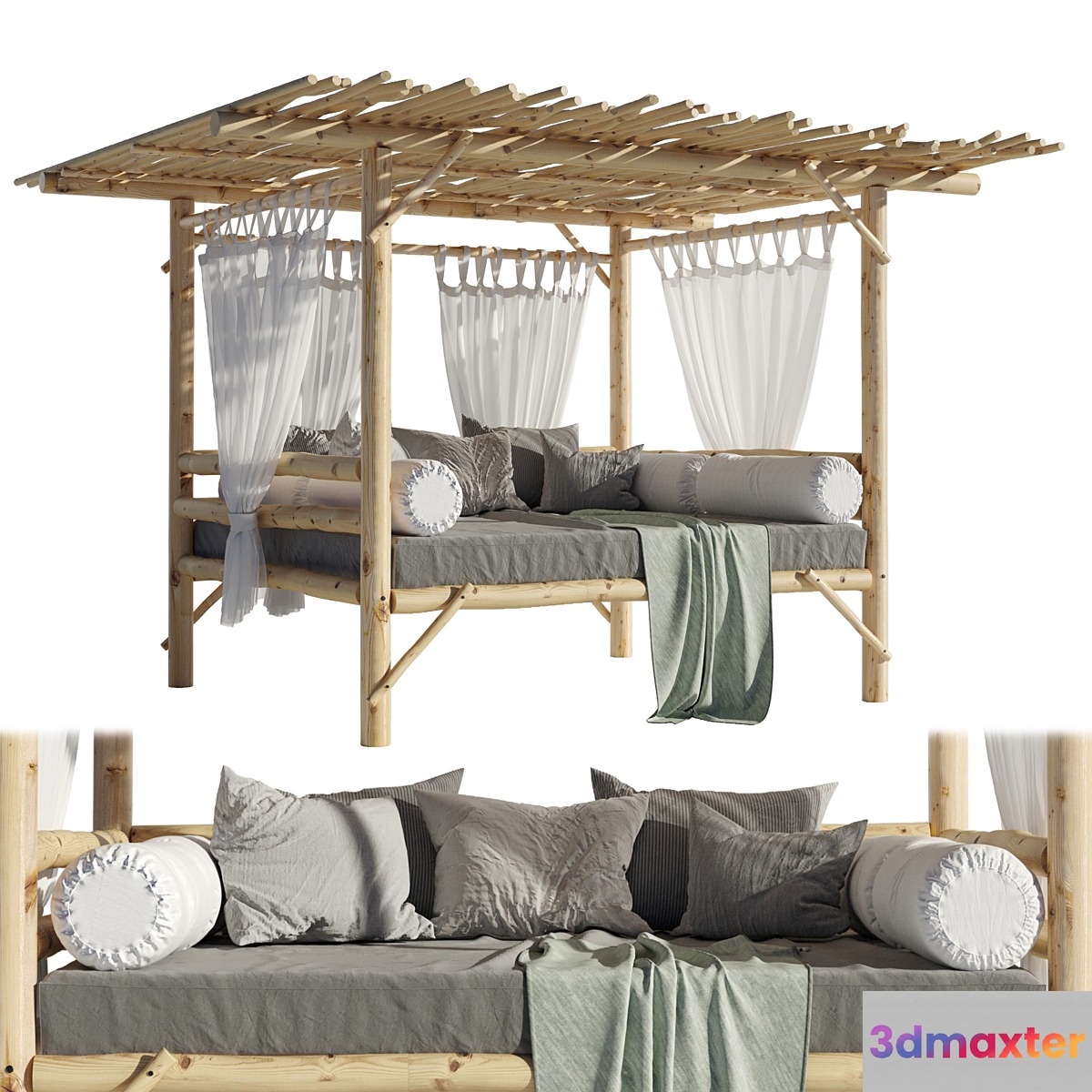 Landscape furniture with pergola and roof garden 04
