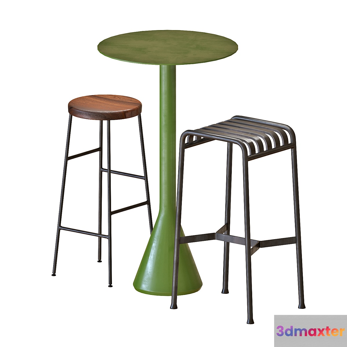 Hay bar table and stools 3D Max