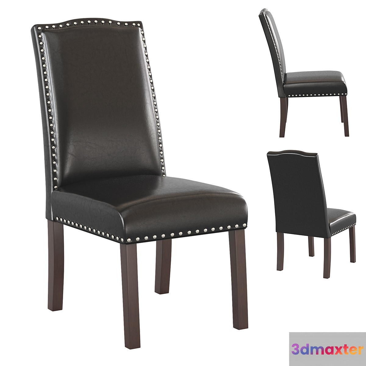Highback leather dining chair 3D Max