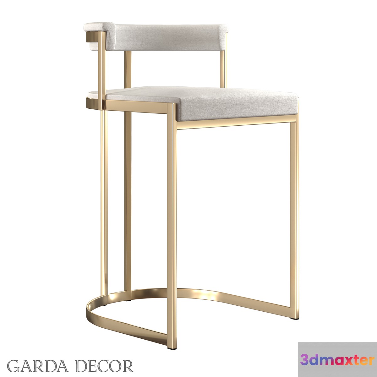BAR CHAIR LIGHT GRAY VELOR (GOLD) GY-B8216GOLD-LG Garda Decor