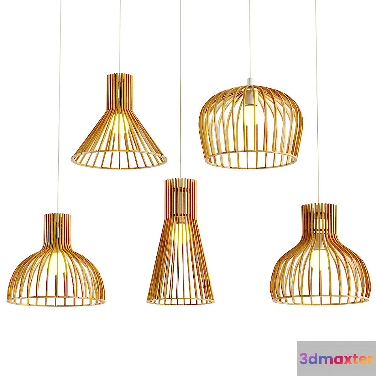 Aliexpress wooden hanging lamp set 3D Max