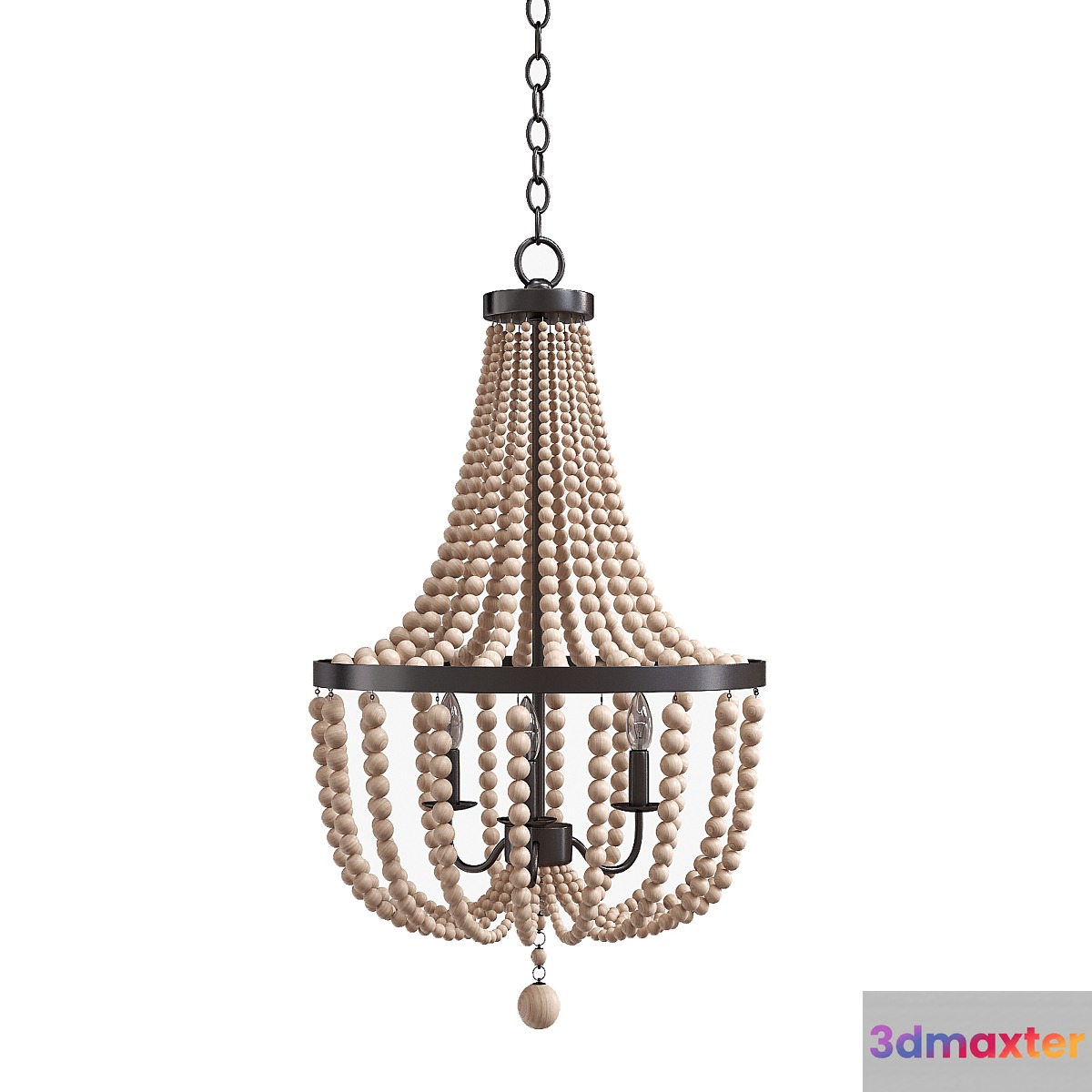 Kenroy Home 93131BS Dumas 3 Lt Wood Bead Chandelier in Brushed Steel
