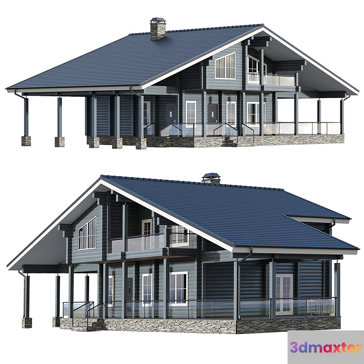 Glued laminated timber house with carport and large terrace