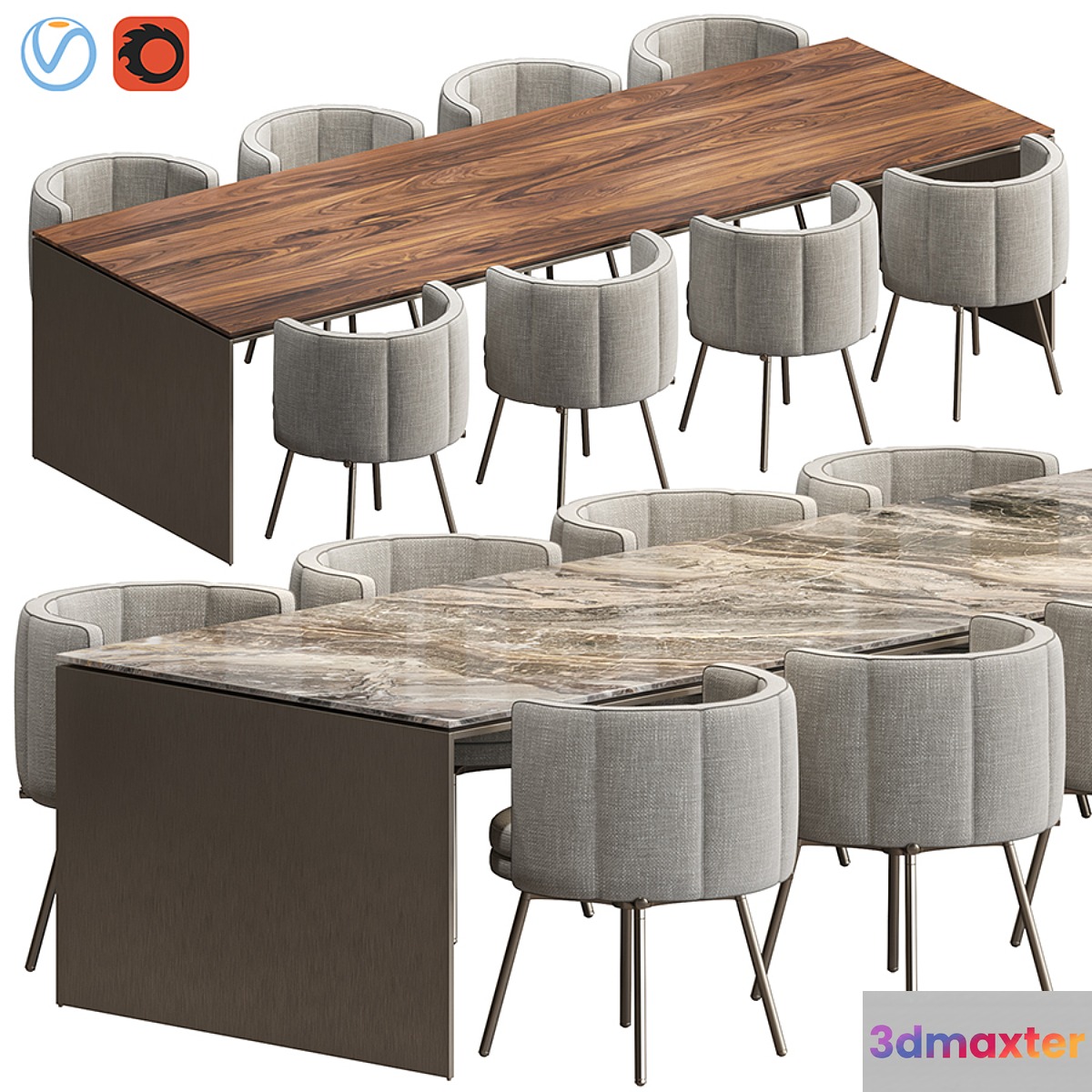 LINHA TABLE AND TORII DINING ARMCHAIR MINOTTI