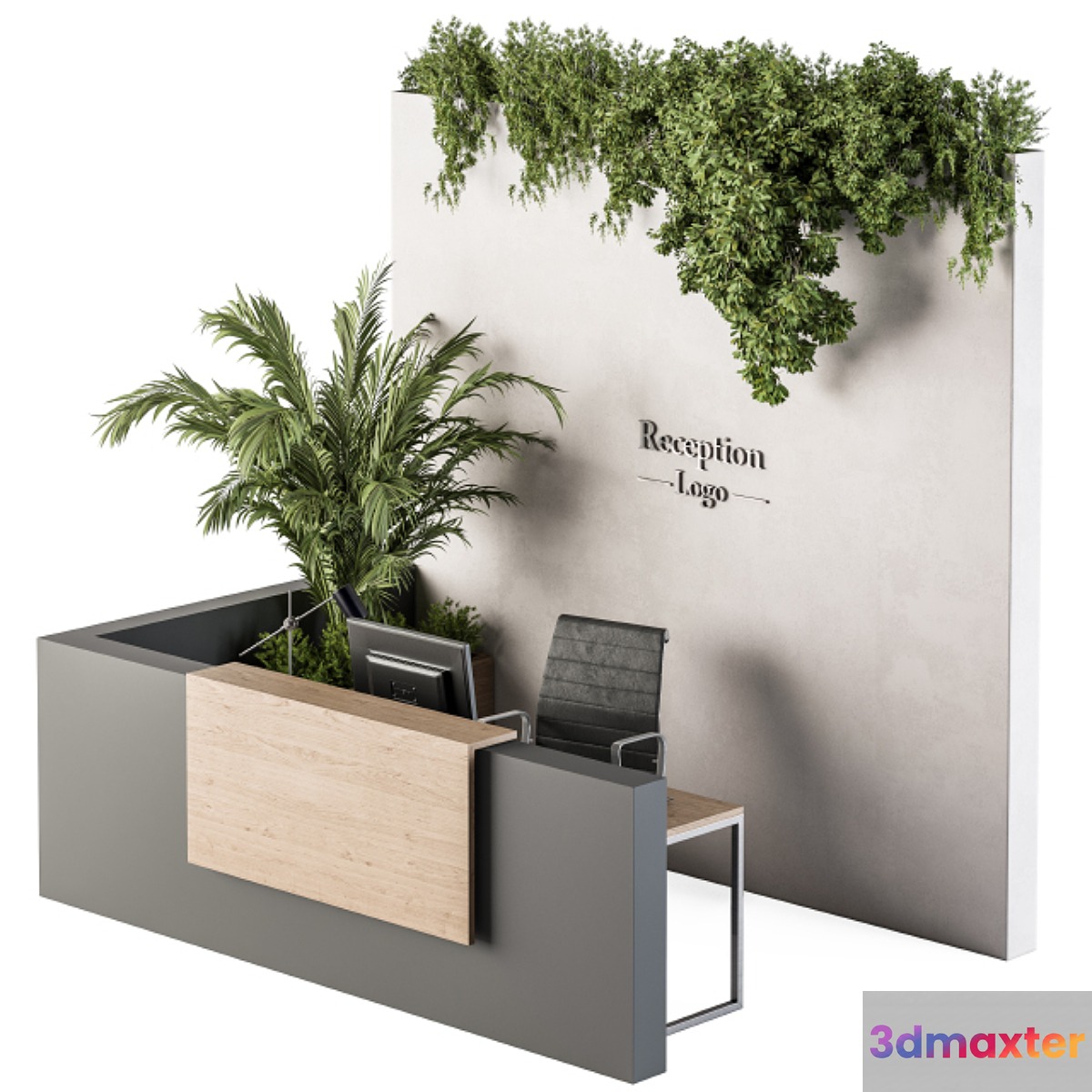 Reception Desk and Wall Decoration - Set 09