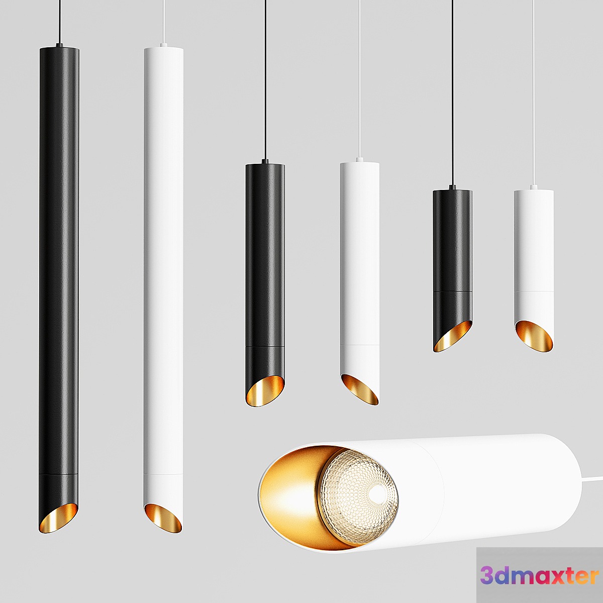 Led Pendant Lamp Long Tube 3D Max