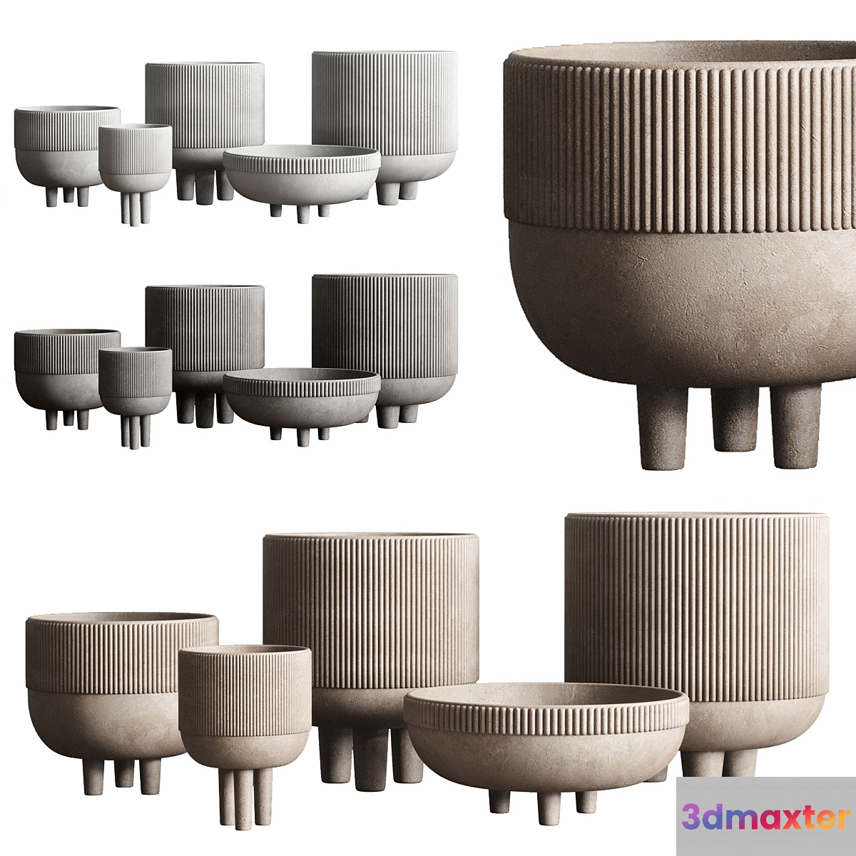 Vase Concrete Indoor Outdoor Set 03 - No.2
