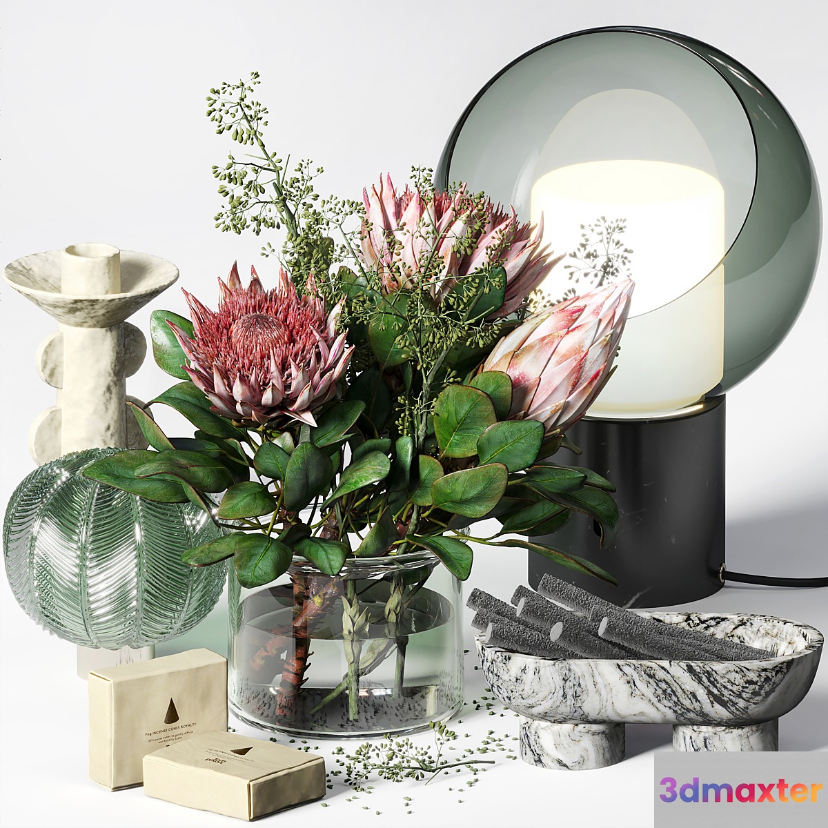 Decorative set 019 with a bouquet of proteus