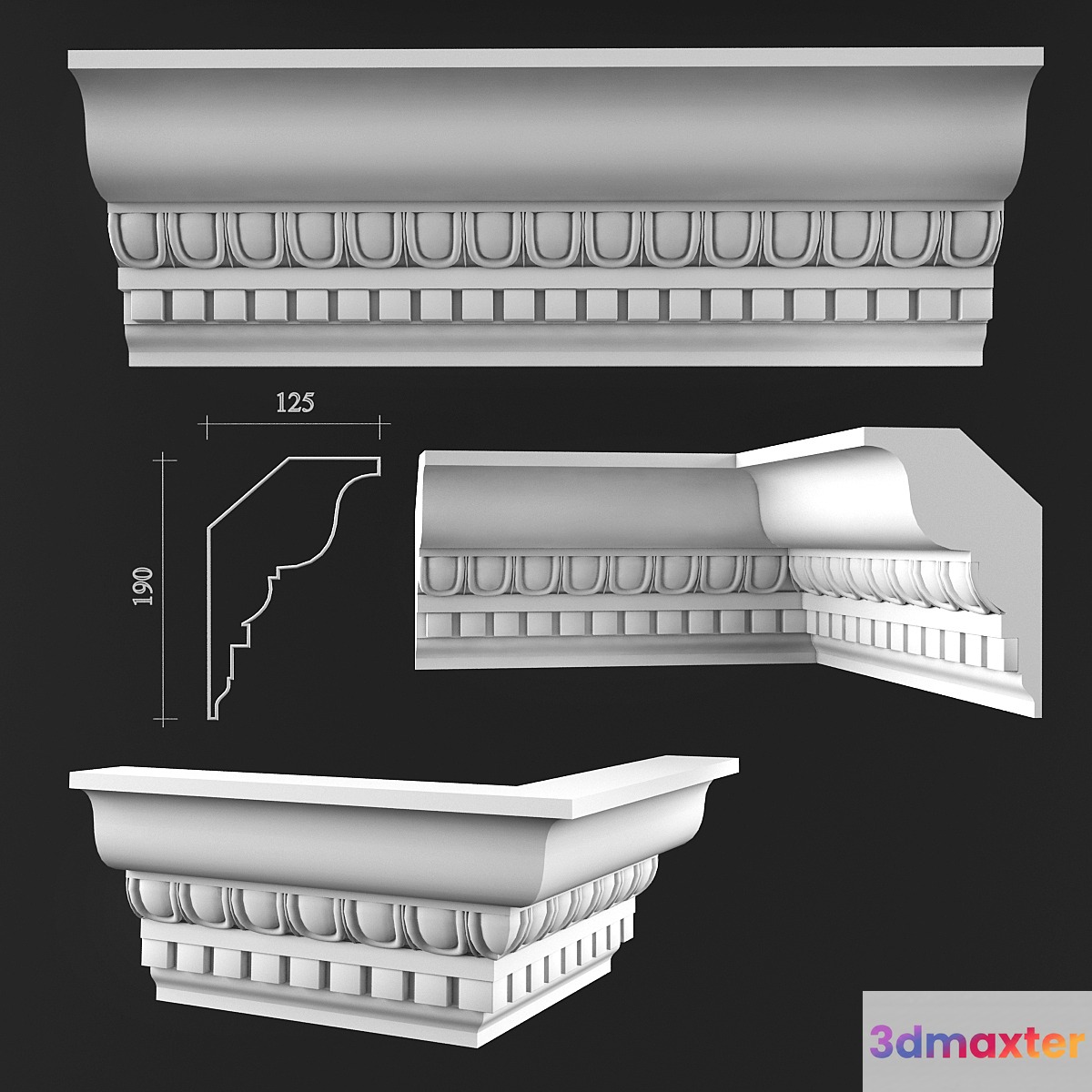 Ceiling cornice K195 3D Max