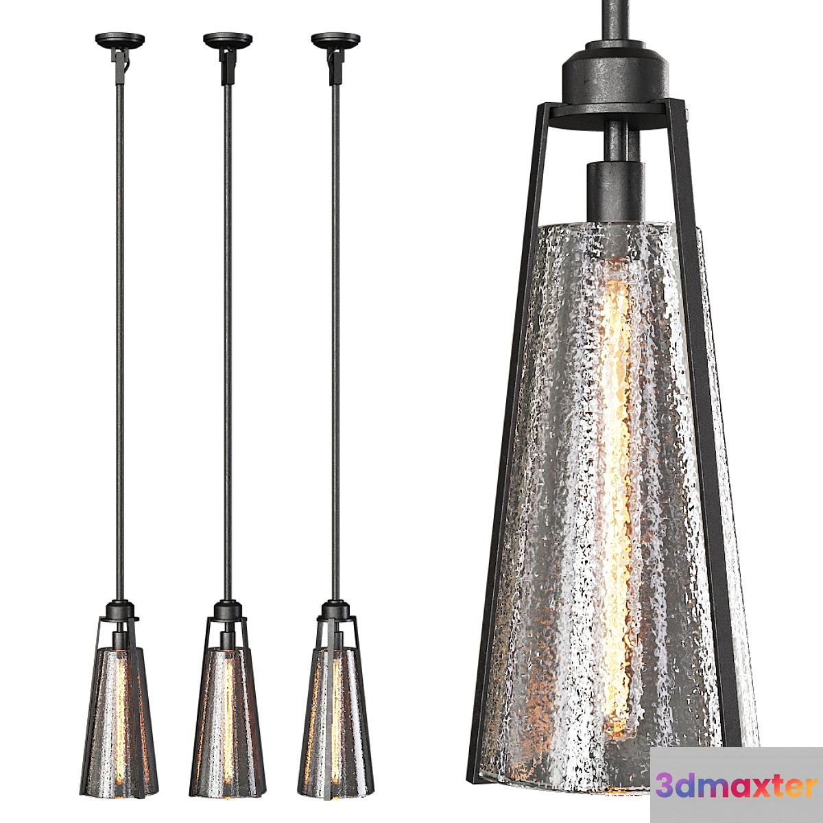 Restoration Hardware ARPEGE CAST GLASS FUNNEL PENDANT Black