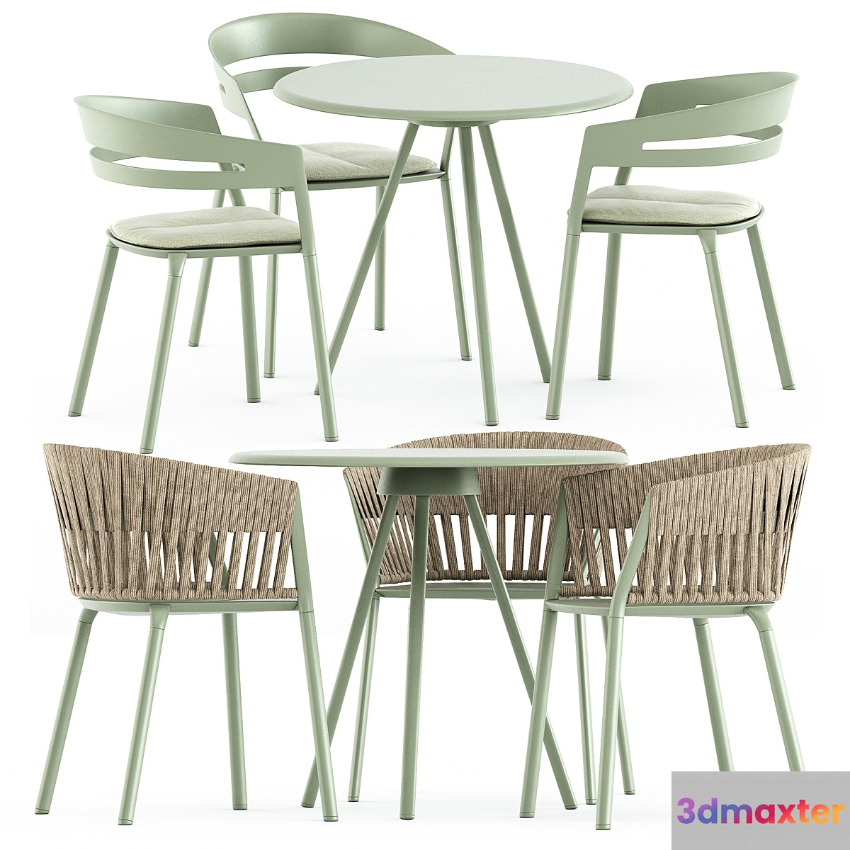 Zebra Round table and Ria Dining armchair by Fast