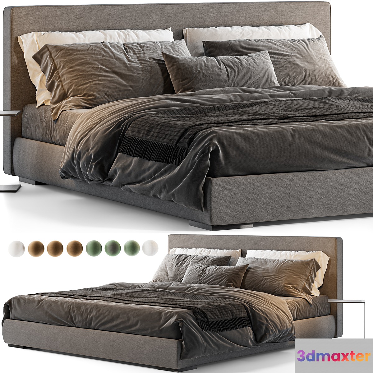 Stone Bed by Meridiani 3D Max