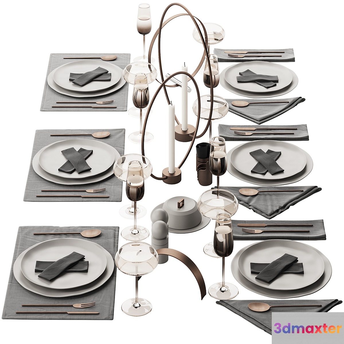 064 Tableware decor set 02 biege and bronze 00