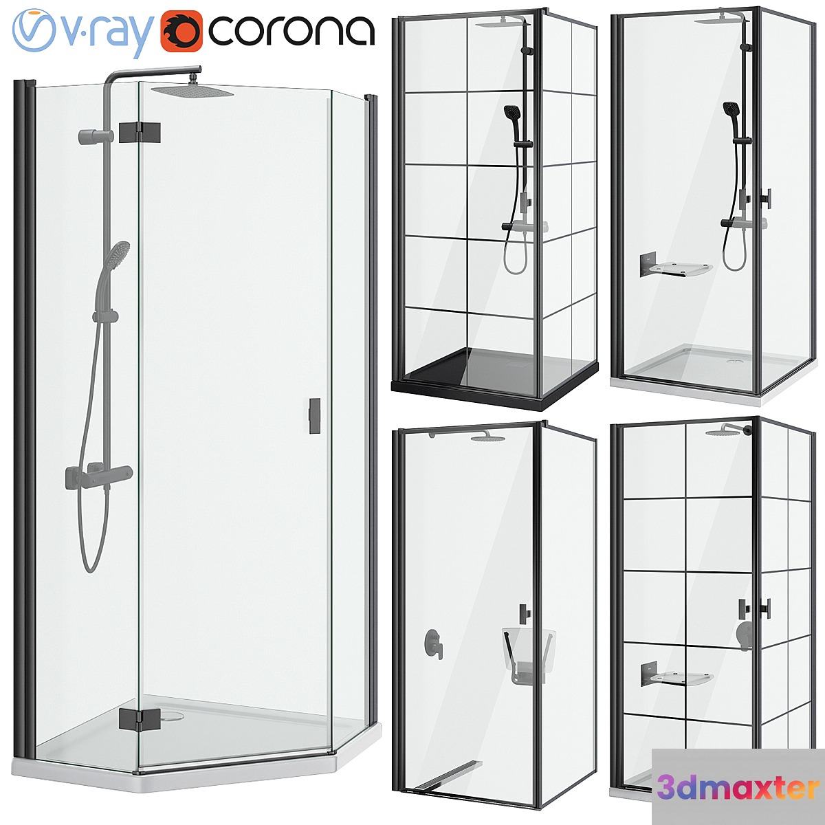 Shower cabins Radaway Nes 8 Black set 136 - No.2