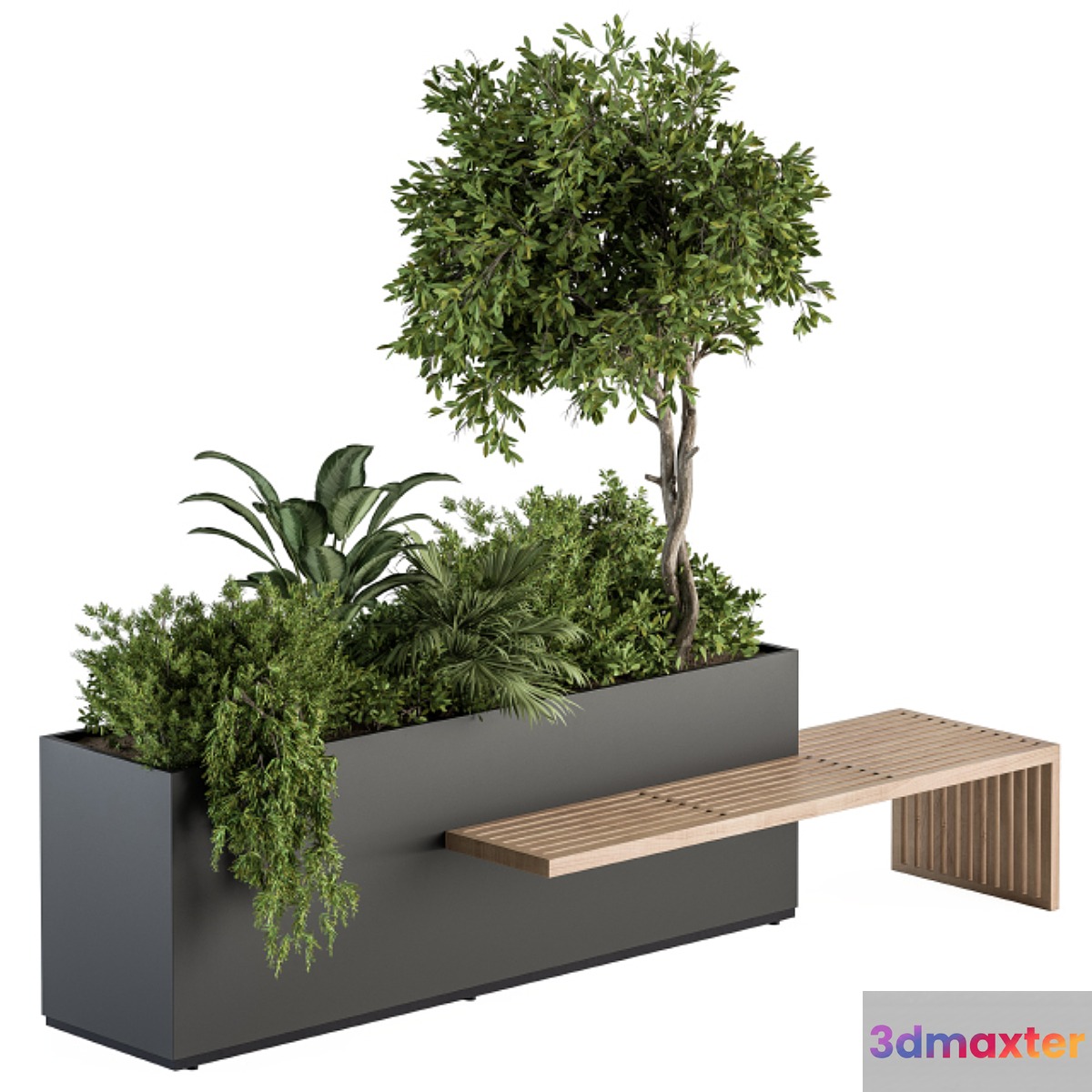 Urban Furniture _ Plant Box with Bench - Set 28 - No.4