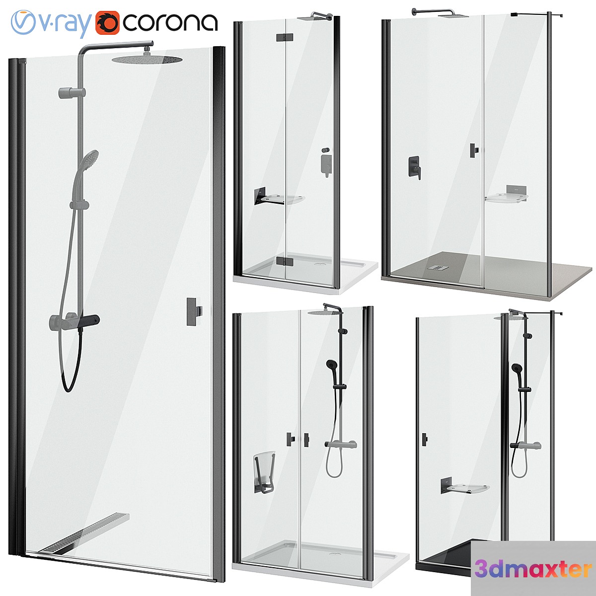 Shower doors Radaway Nes 8 Black set 140 - No.2