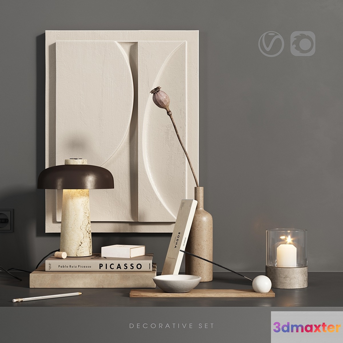 Decorative set plaster panel