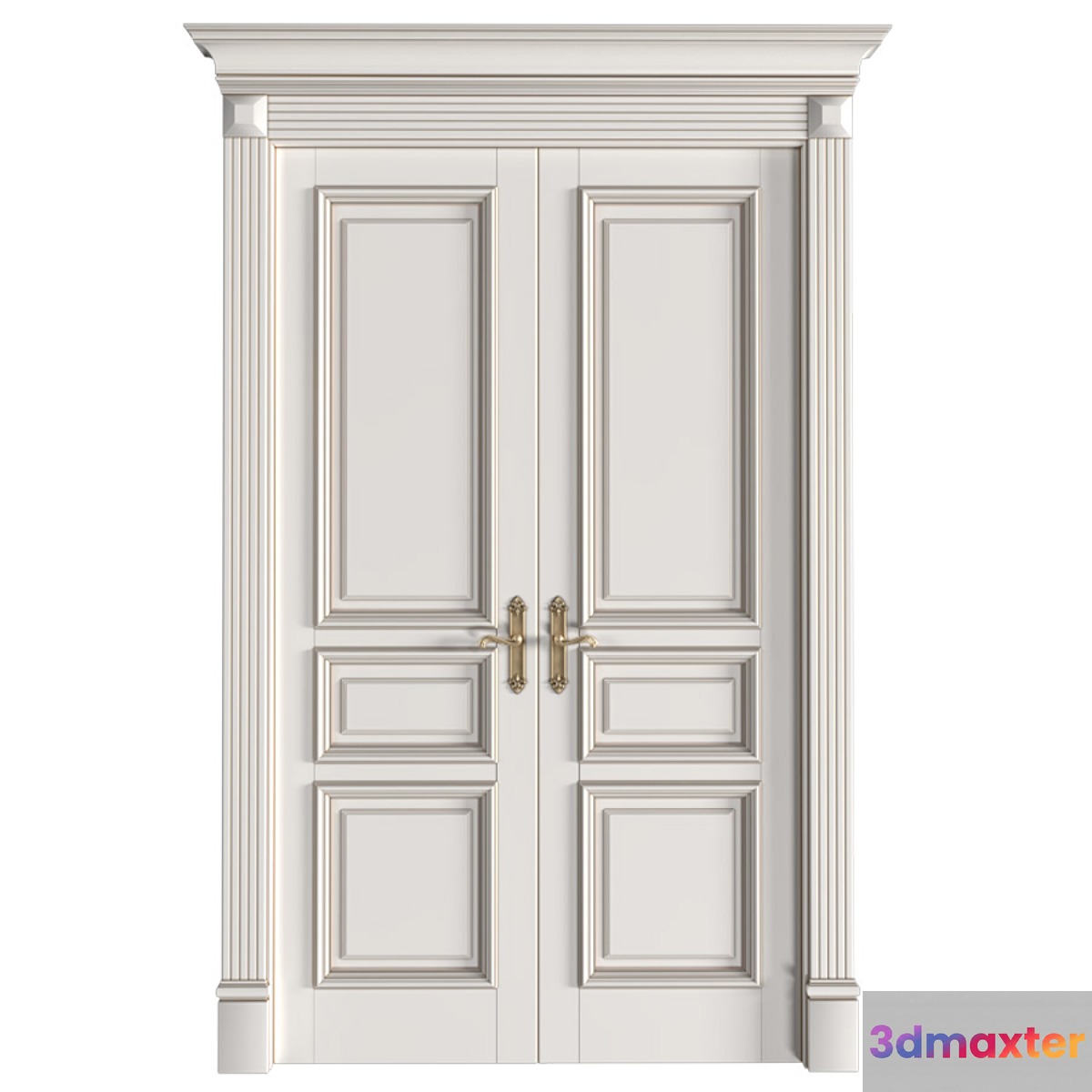 White interior doors in classic style. Entrance Classic interior doors 3D Max