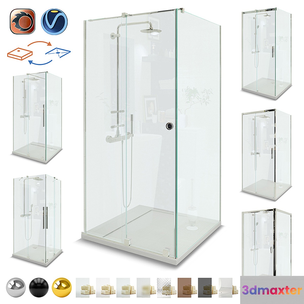 SHOWER CABINS Radaway | Sliding set 2 3D Max