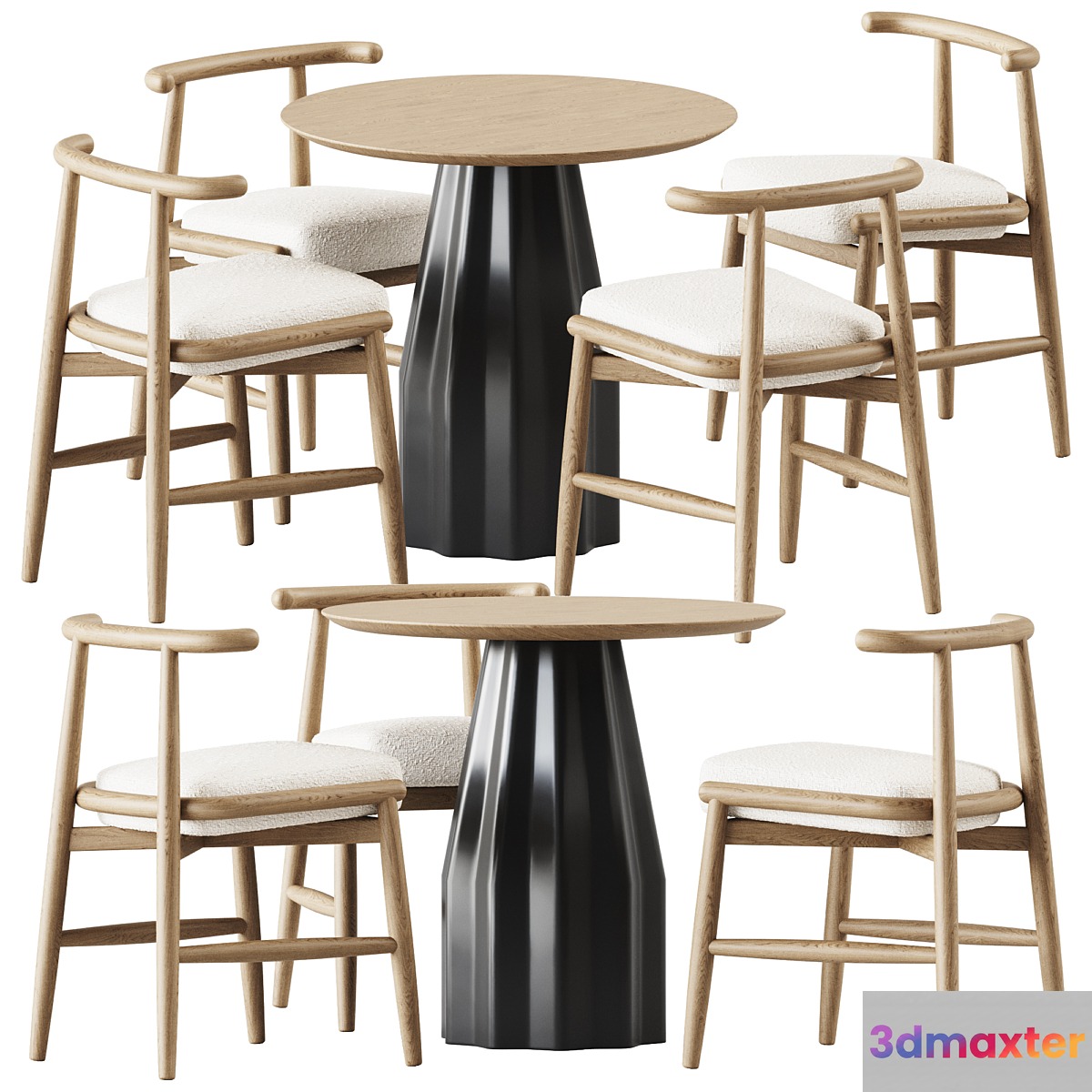 Burin Wooden Table D80 by Viccarbe and Chair Emilia by Meridiani