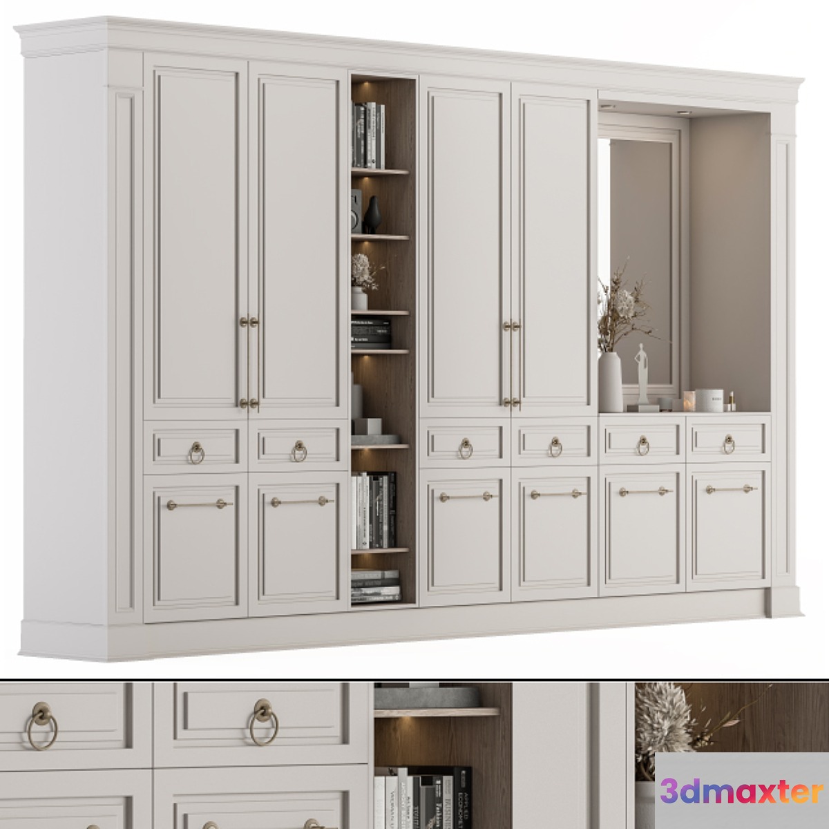 Hallway 22 - White and Wood Classic Set 3D Max